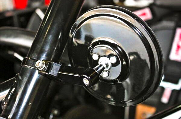Photo of ROUND CONVEX GLASS BILLET ARM SIDE MIRROR BLACK 5" by AXIA - Premium Mounts/Brackets for UTVs / Side by Sides