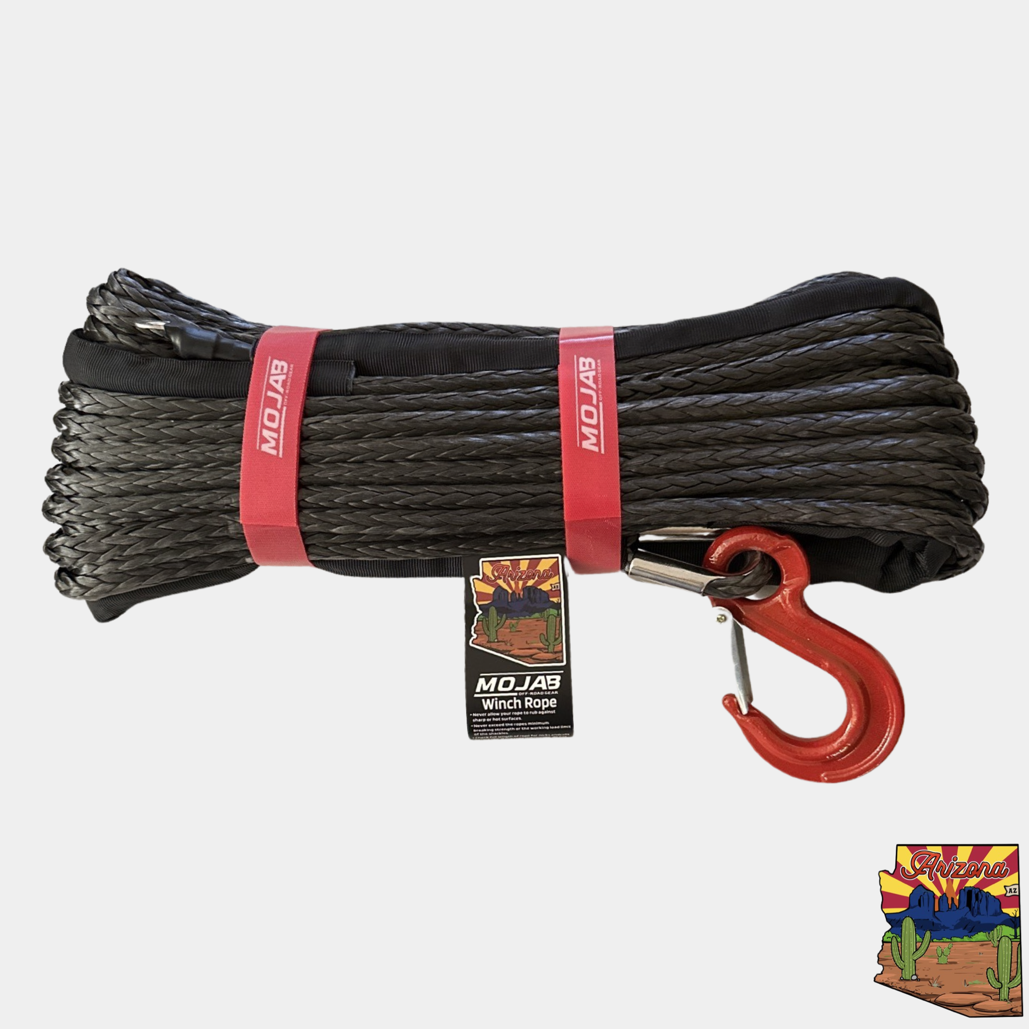 Photo of 3/8'' x 85' Synthetic Winch Rope with forged winch hook by MOJAB OFFROAD - Premium Winches & Winch Mounts for UTVs / Side by Sides