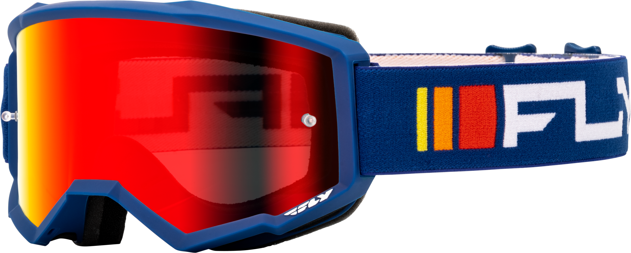 Photo of YOUTH ZONE GOGGLE NAVY/WHITE W/ RED MIRROR/SMOKE LENS by FLY RACING - Premium Eyewear for UTVs / Side by Sides