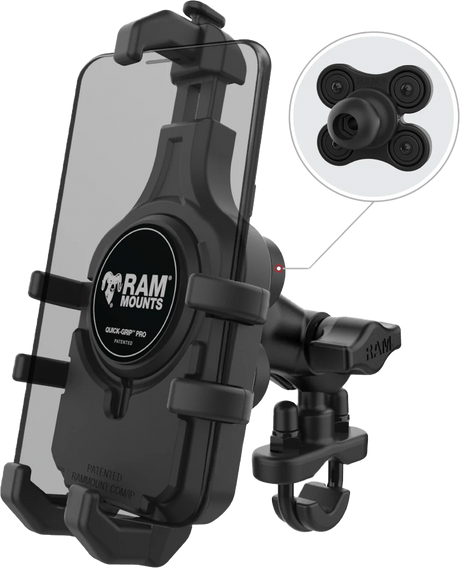 Photo of QUICK-GRIP PRO HBAR PHN MNT W/VIBE SAFE SHORT by RAM - Premium Accessories for UTVs / Side by Sides