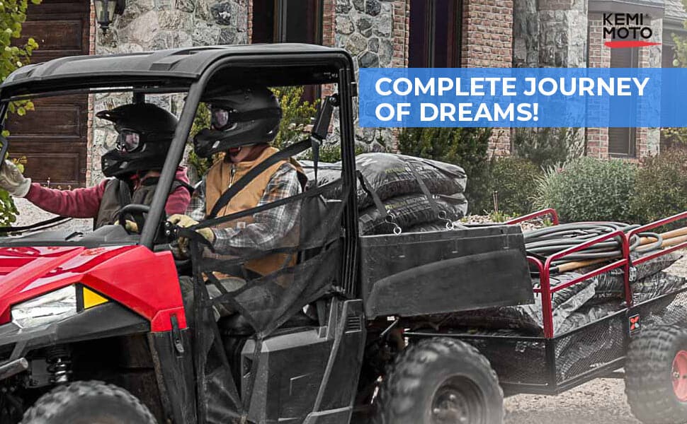 Photo of Rear View Mirror & 2" Tie Down Anchors for Polaris Ranger by Kemimoto - Premium for UTVs / Side by Sides