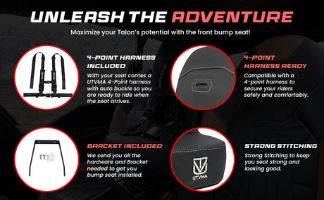 Photo of Honda Talon 2 Bump Seat (2019-2025) by UTV Mountain Accessories - Premium Bump Seat for UTVs / Side by Sides