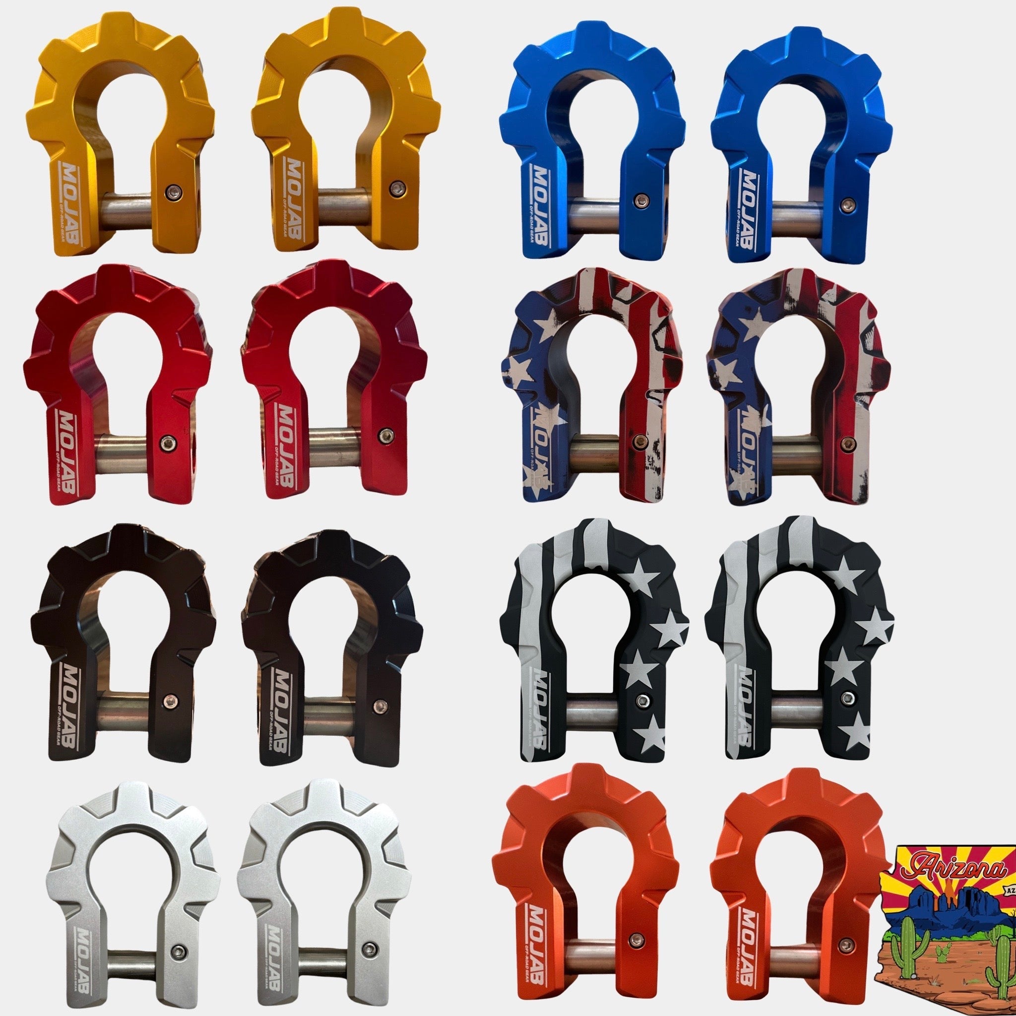 Photo of 3/4'' Extreme duty Aluminum D-Shackle set (9T) (LIFETIME WARRANTY*) by MOJAB OFFROAD - Premium Shackle for UTVs / Side by Sides
