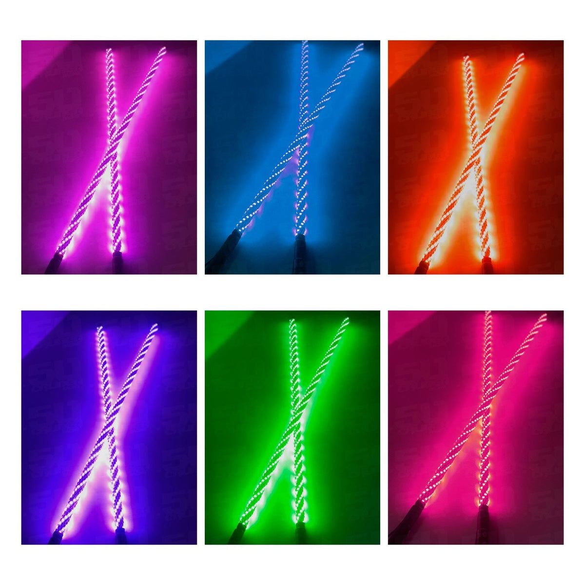 PAIR of 50 Cal Spiral LED Lighted Whips with Bluetooth App Control - 50 Caliber Racing image 8