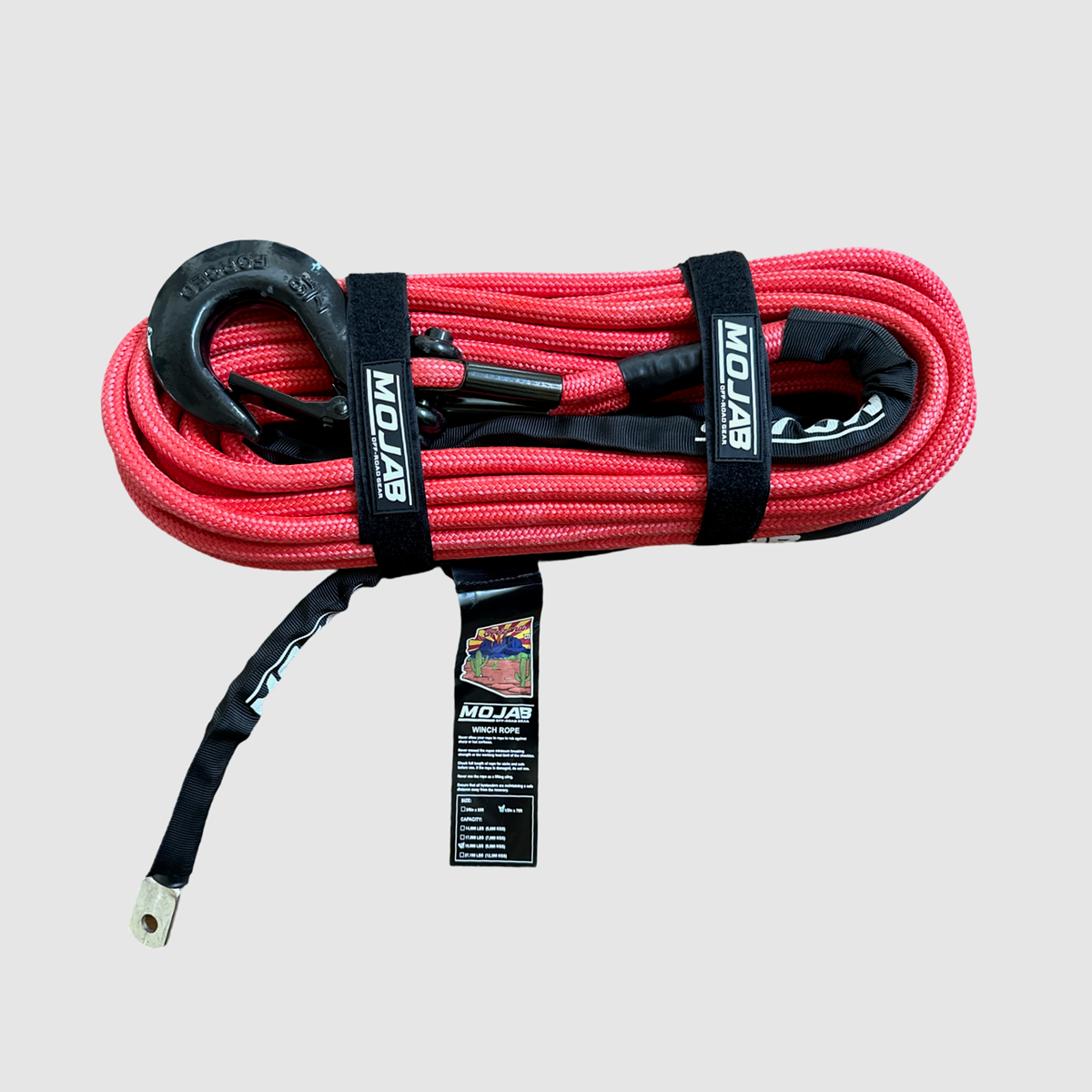 Photo of 1/2'' x 78' Double Braided Winch Rope with removeable forged winch hook by MOJAB OFFROAD - Premium Winches & Winch Mounts for UTVs / Side by Sides