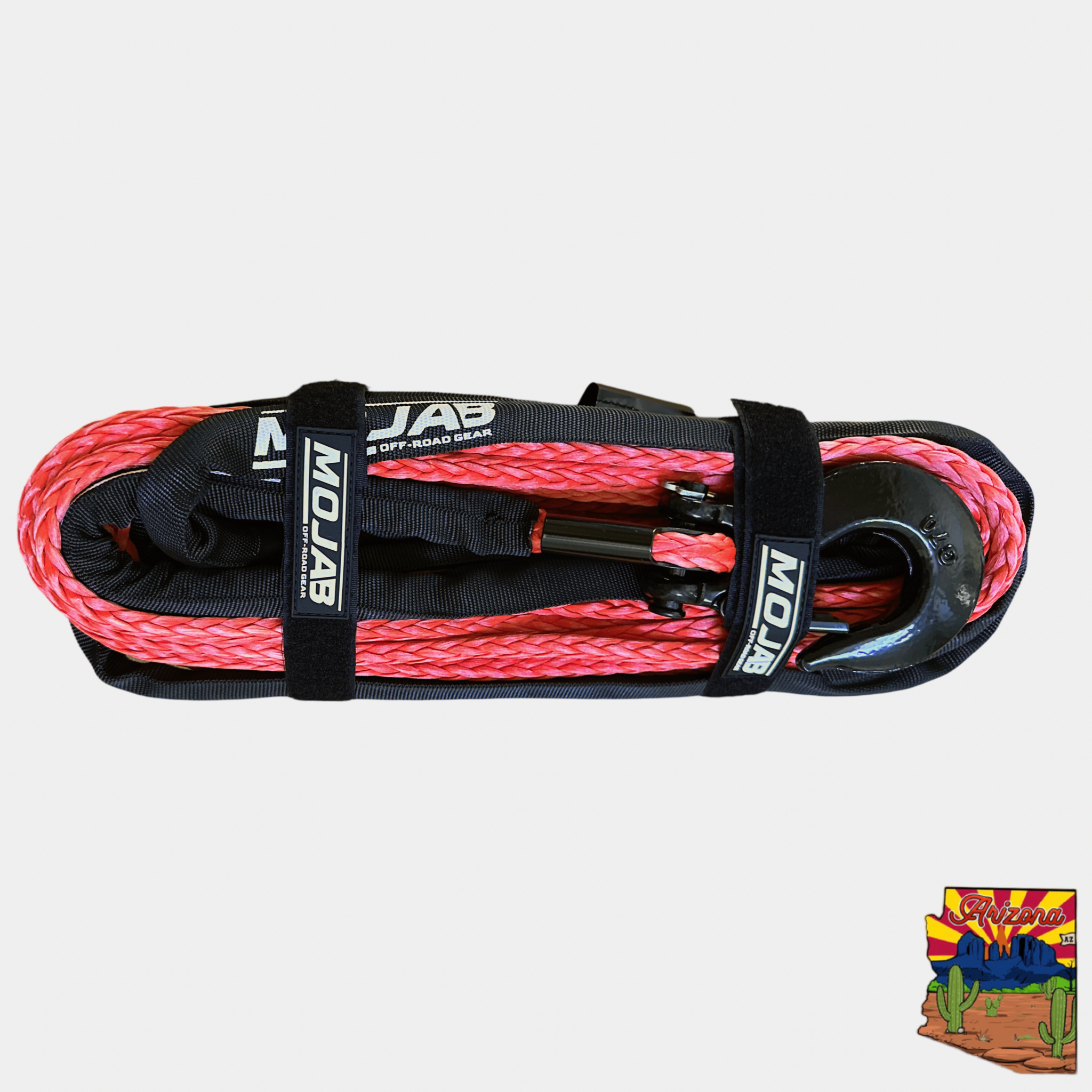 Photo of 3/8'' x 85' Synthetic Winch Rope with Removeable forged winch hook by MOJAB OFFROAD - Premium for UTVs / Side by Sides