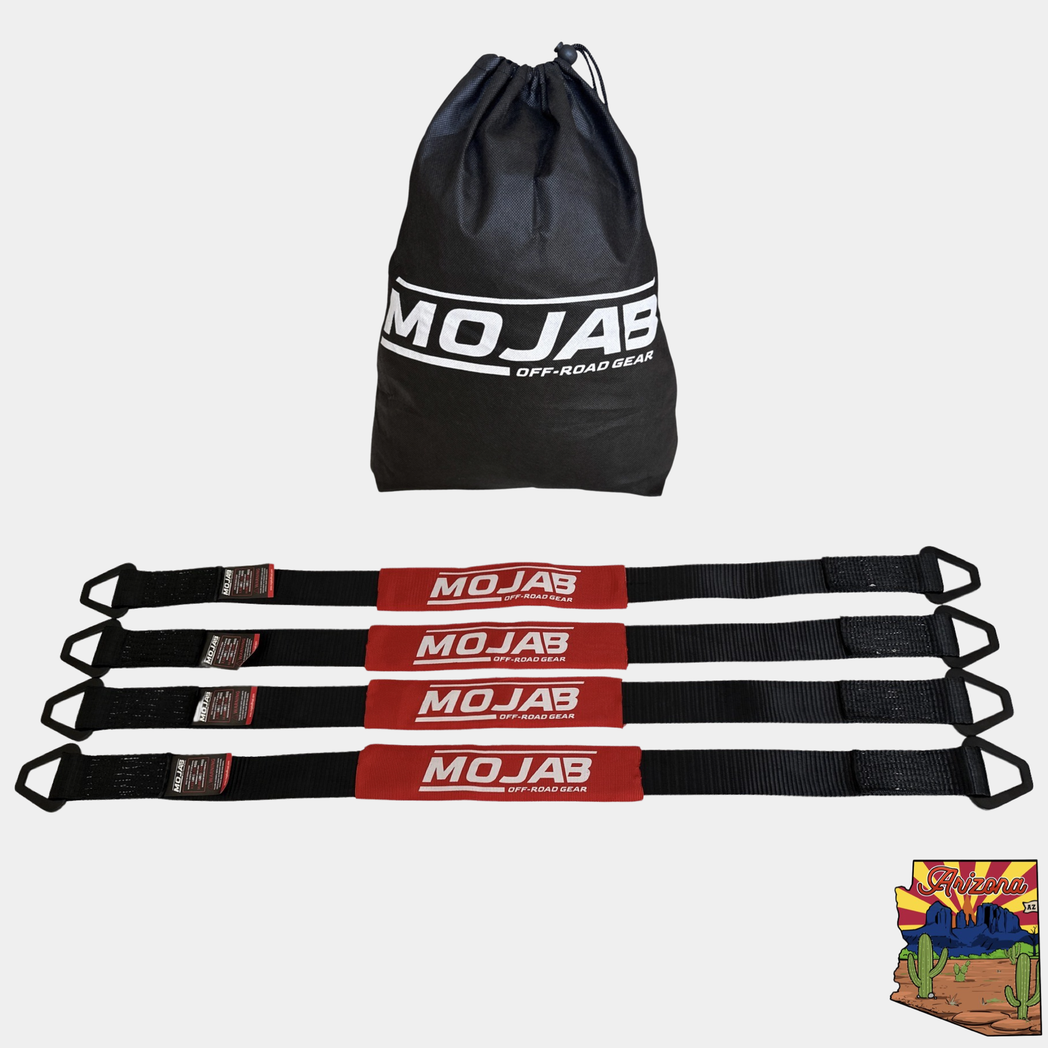 Photo of 2"x 39'' Axle Tie-down with rings (pack of 4) (Lifetime Warranty) by MOJAB OFFROAD - Premium Tie Downs for UTVs / Side by Sides