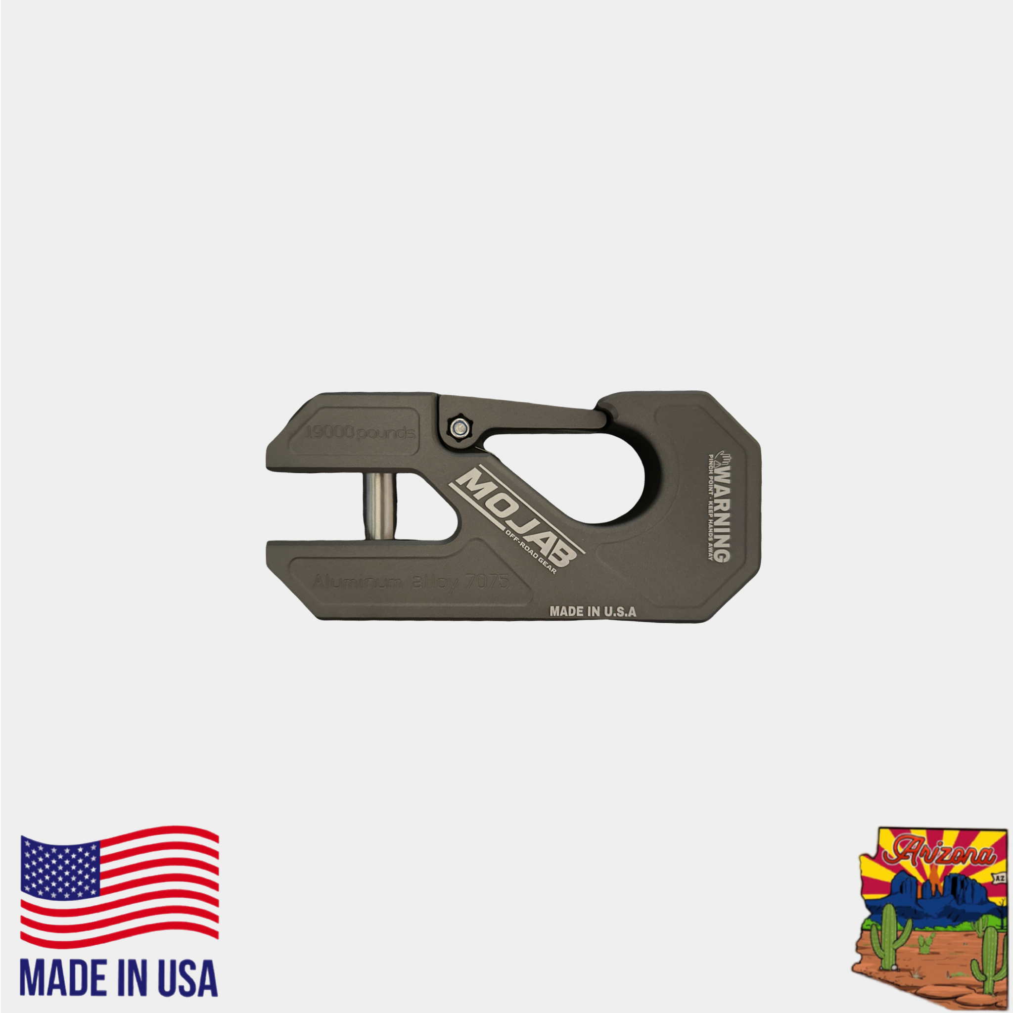 Photo of Aluminum winch shackle, closed latch (LIFE TIME WARRANTY*) by MOJAB OFFROAD - Premium for UTVs / Side by Sides
