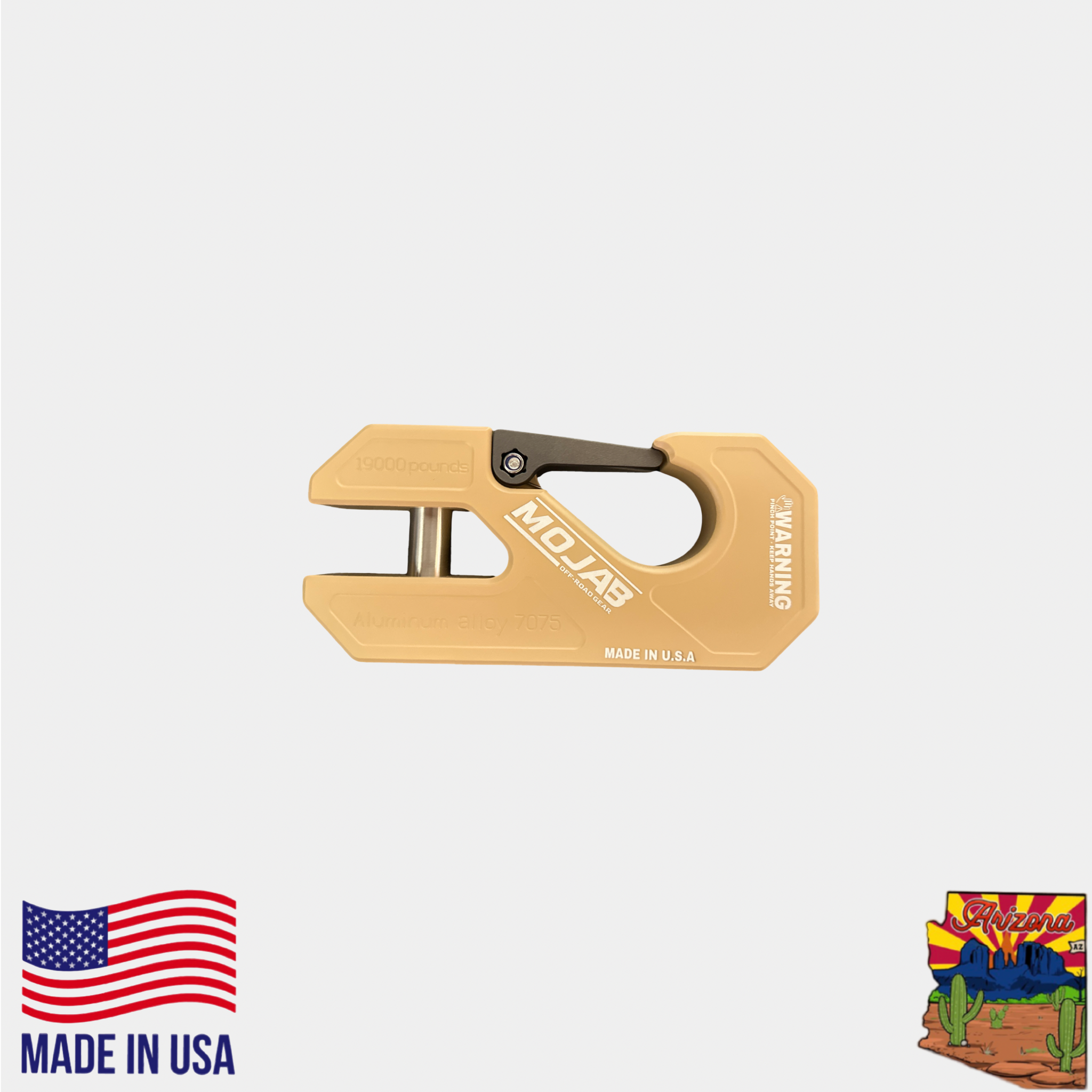 Photo of Aluminum winch shackle, closed latch (LIFE TIME WARRANTY*) by MOJAB OFFROAD - Premium for UTVs / Side by Sides
