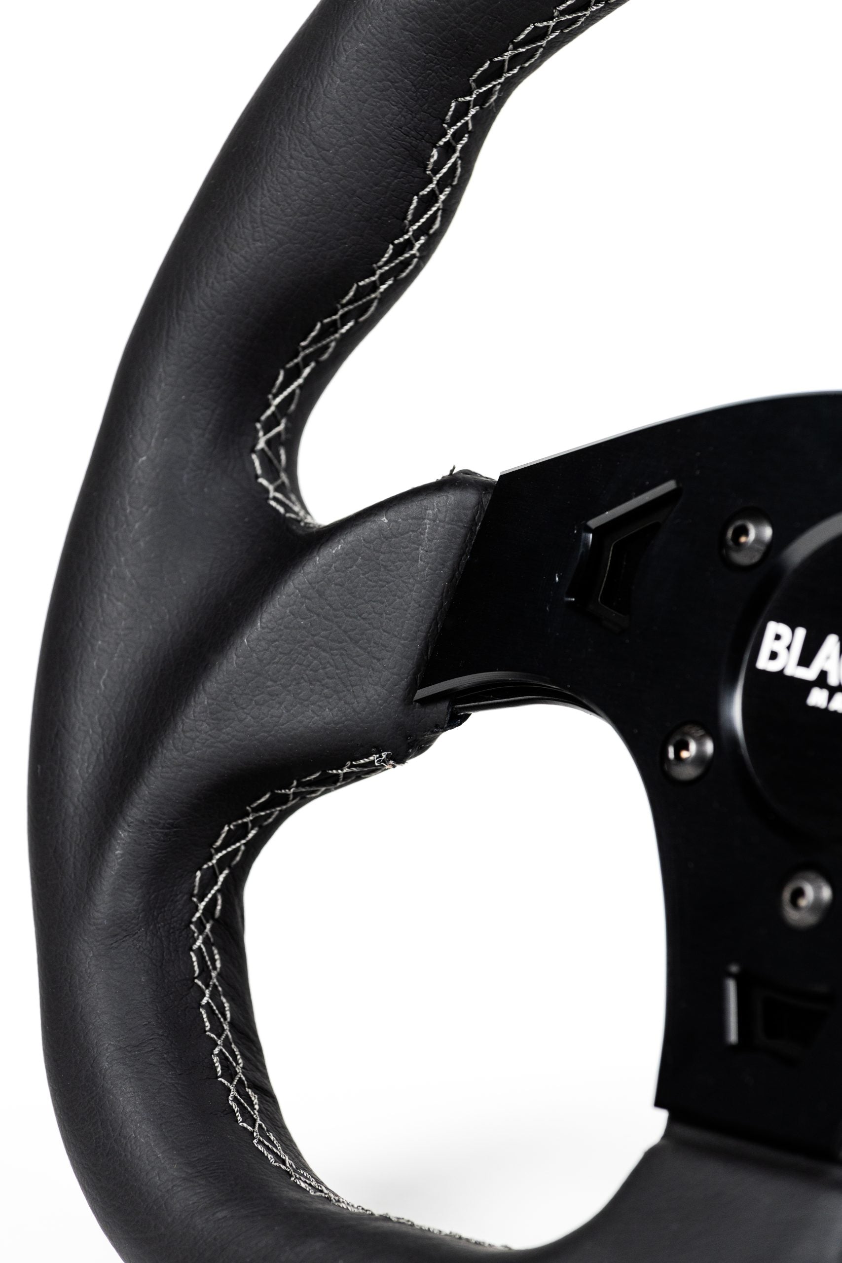 G19 Leather D-Shaped UTV Steering Wheel - Black Ops Machine