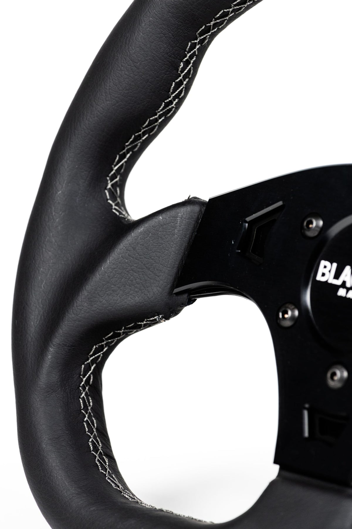 G19 Leather D-Shaped UTV Steering Wheel - Black Ops Machine