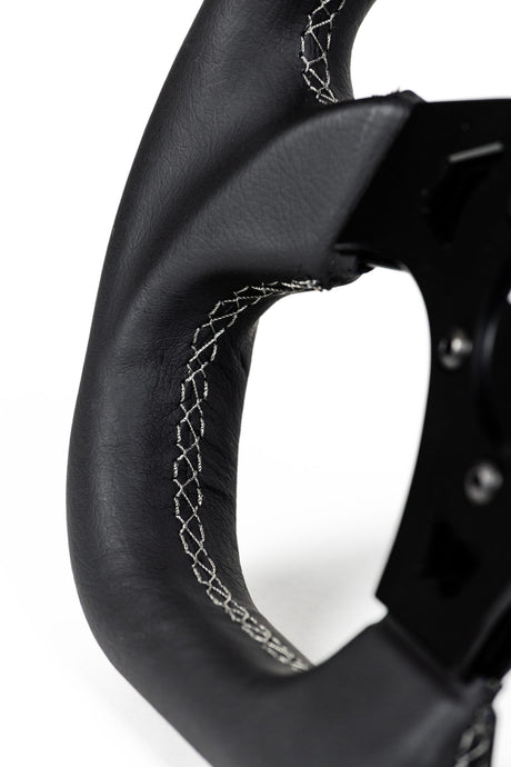 G19 Leather D-Shaped UTV Steering Wheel - Black Ops Machine