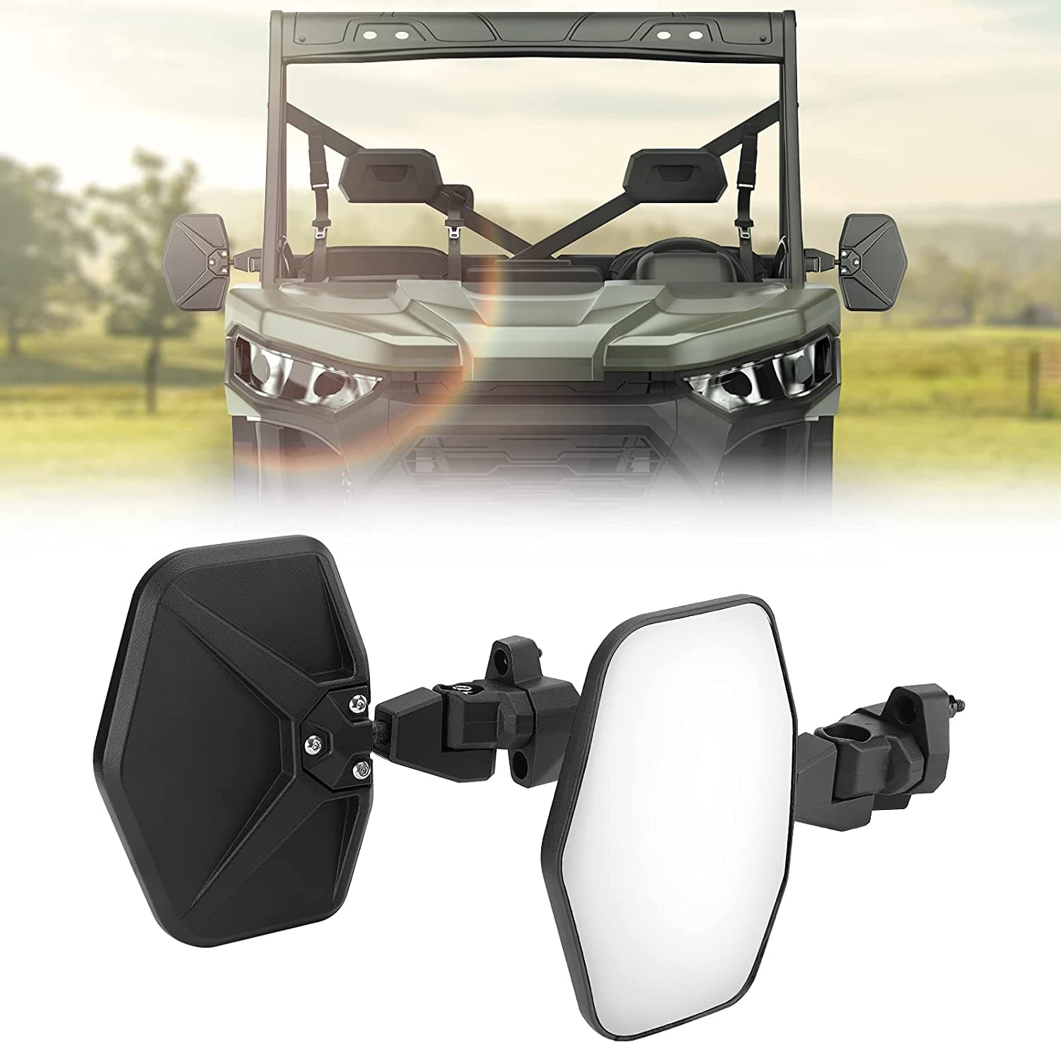 Photo of Side Mirrors Aluminum for Can Am Defender (one pair) by Kemimoto - Premium for UTVs / Side by Sides