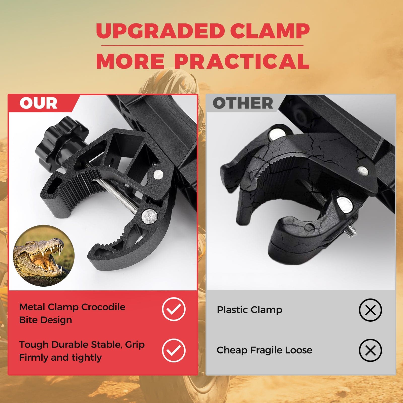 Photo of ATV Motorcycle Cup Holder with 0.6"-1.56" Metal Clamp by Kemimoto - Premium for UTVs / Side by Sides