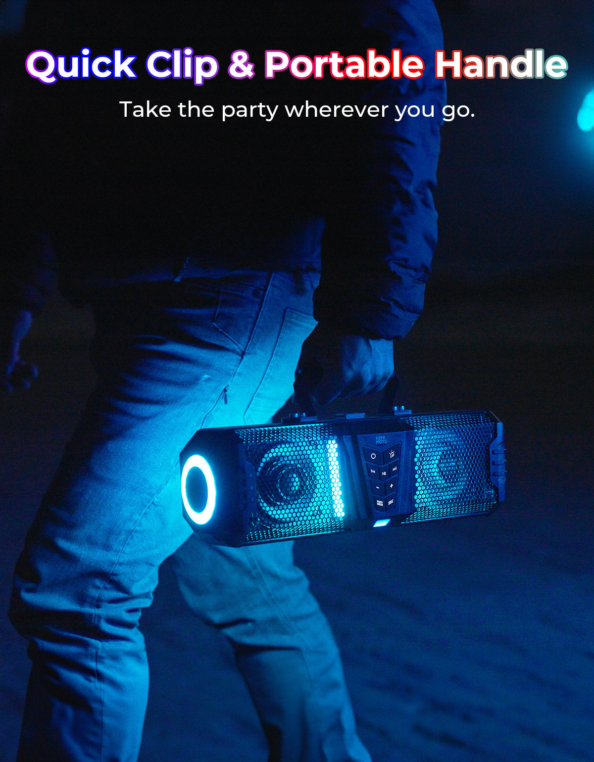Photo of KEMIMOTO Midnight 40B 16''RGB Universal Bluetooth Sound Bar (Built-in Battery) by Kemimoto - Premium for UTVs / Side by Sides