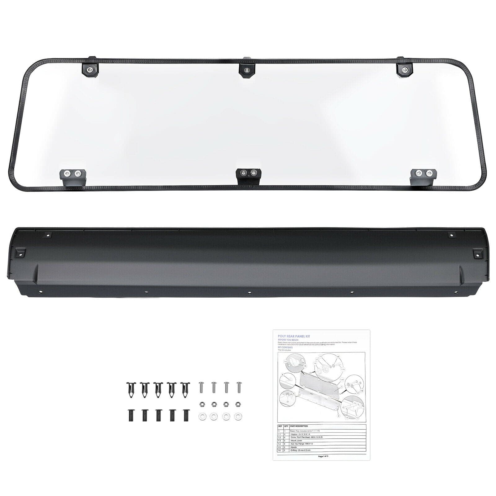 Photo of Rear Windshield Clear for Polaris General 1000 / 4 2016-2024 by Kemimoto - Premium for UTVs / Side by Sides