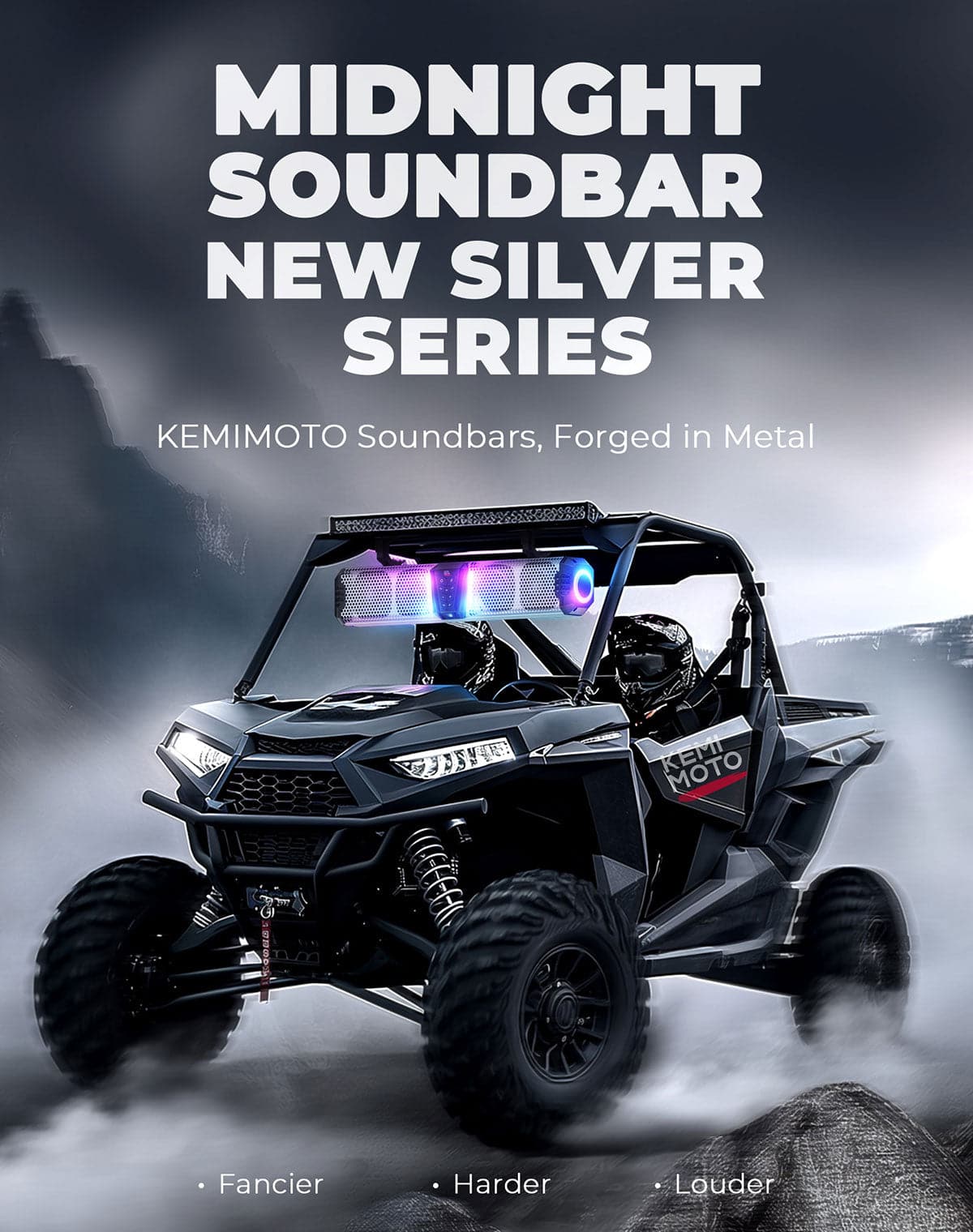 Photo of KEMIMOTO Midnight S60 26" RGB UTV Sound Bar for Golf Cart Marine 1"-2" Roll Bar by Kemimoto - Premium for UTVs / Side by Sides
