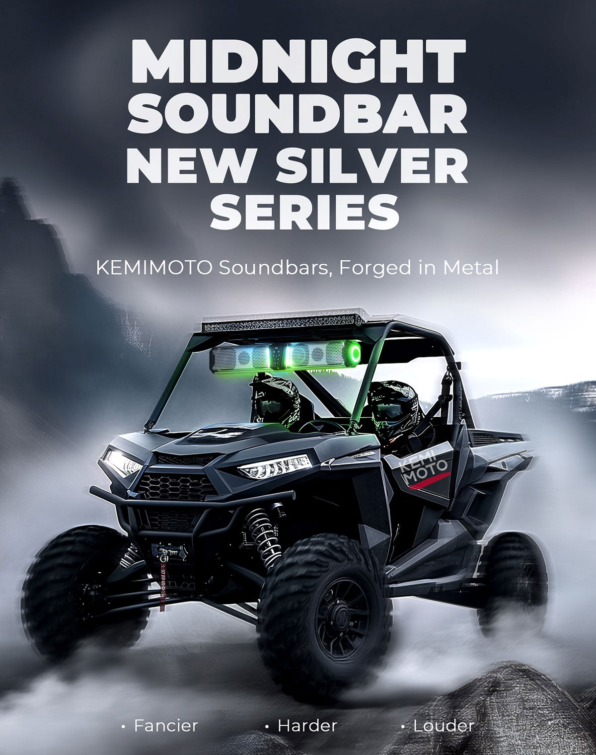 Photo of KEMIMOTO Midnight S80 32" Aluminum 6-Speaker RGB Soundbar Silver by Kemimoto - Premium for UTVs / Side by Sides