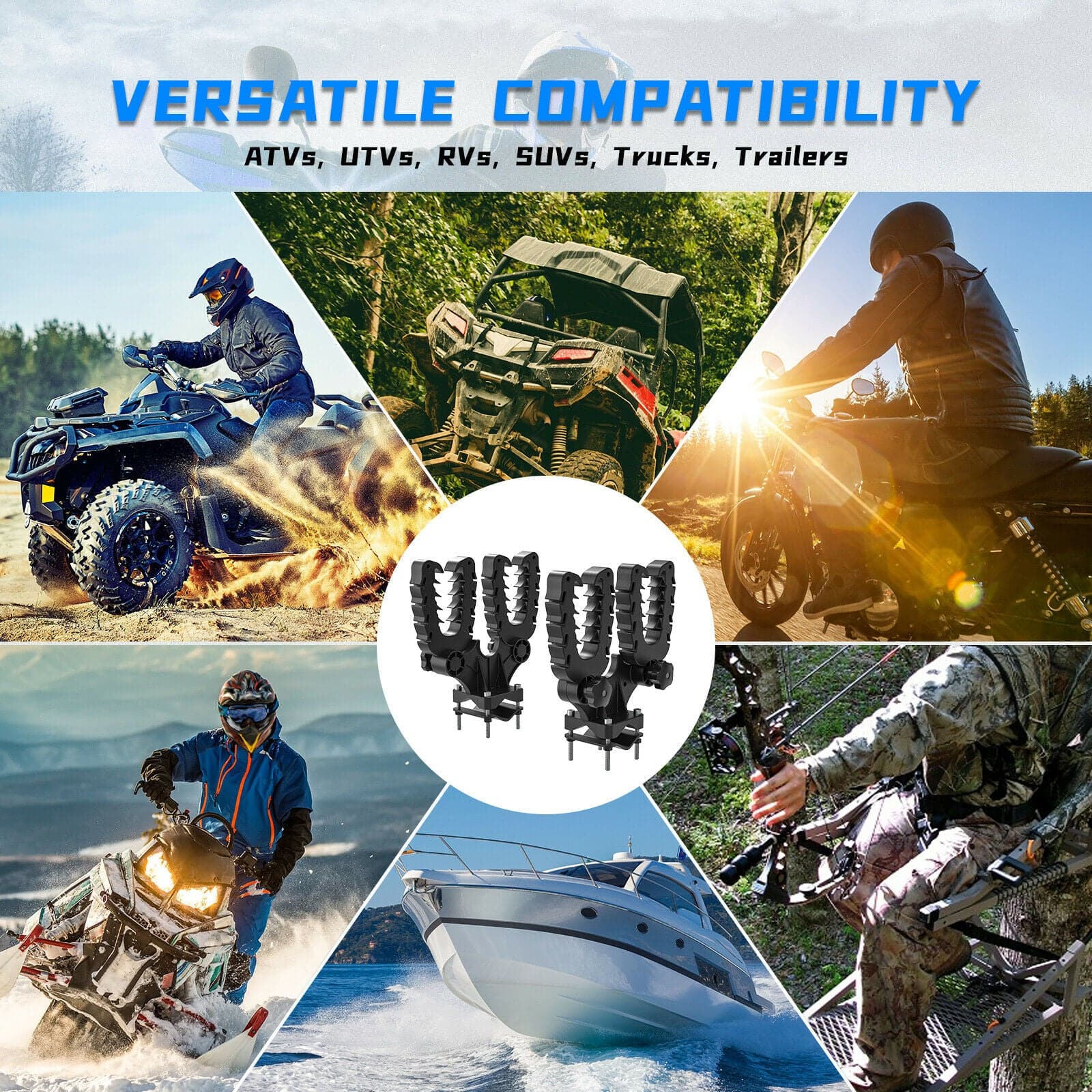 Photo of UTV ATV Double U-bracket Mount Grip by Kemimoto - Premium for UTVs / Side by Sides