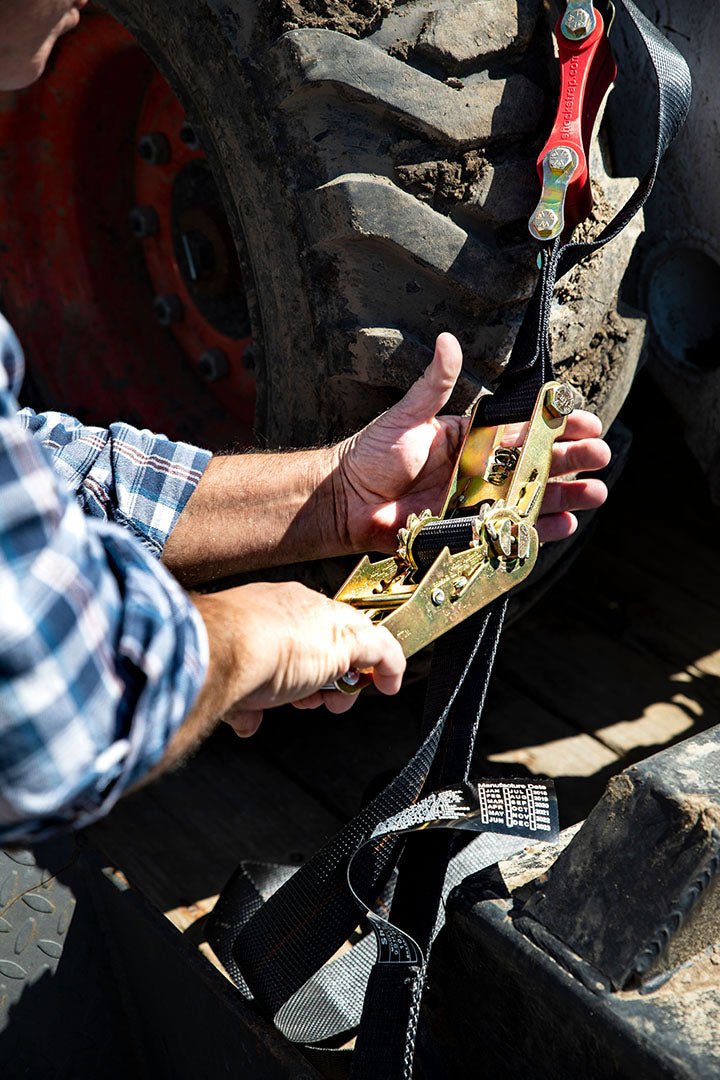 Photo of 9ft x 2in SHOCKSTRAP® Ratchet Strap w Snap Hooks, Premium Made In USA Polyester Webbing, 10,000lb Breaking Strength, 3,333lb Working Load Limit, Commercial Grade by ShockStrap - Premium for UTVs / Side by Sides
