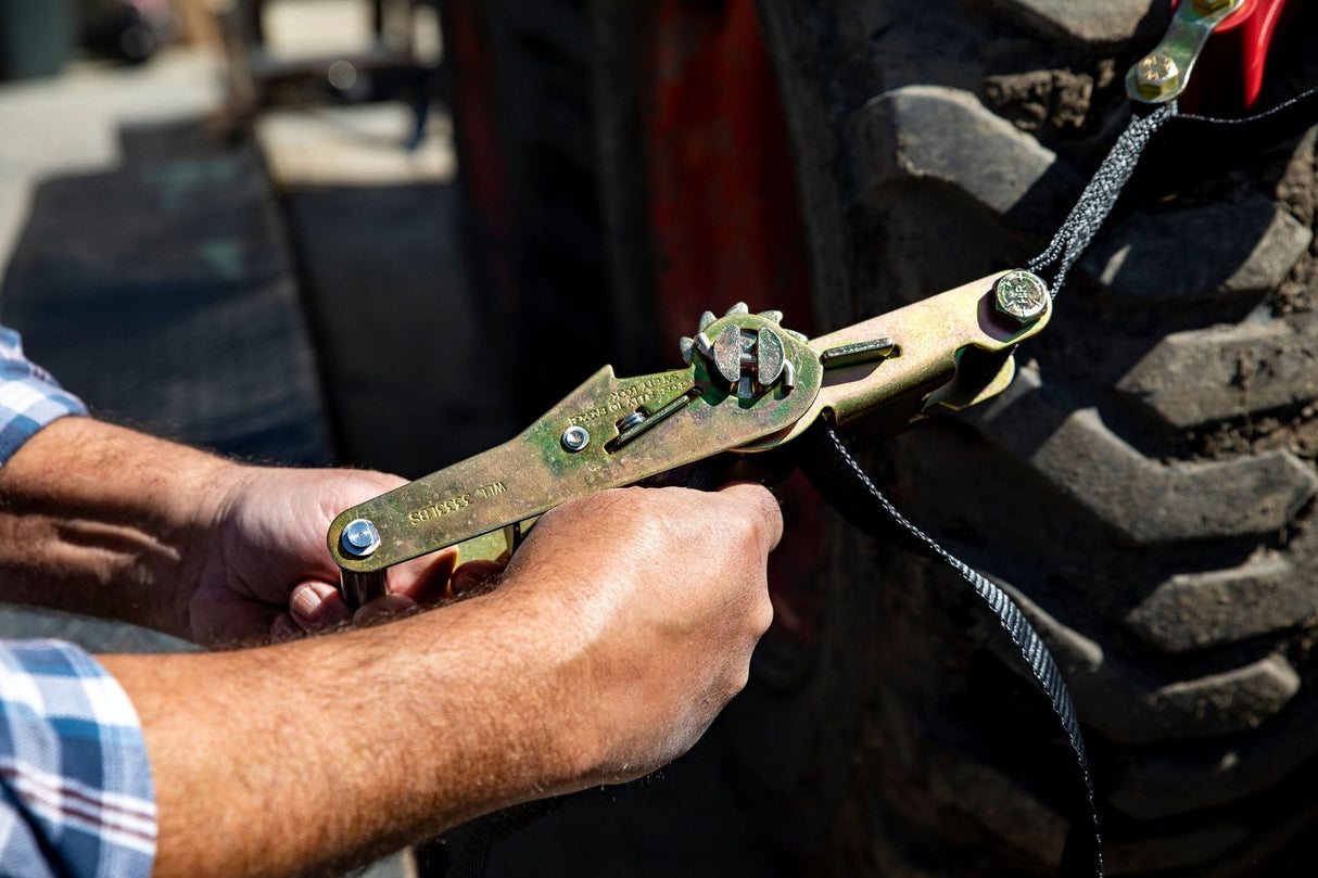 Photo of 27ft x 2in SHOCKSTRAP® Ratchet Strap w Flat Hooks, Premium Made In USA Polyester Webbing, 10,000lb Break Strength, 3,333lb Working Load Limit, Commercial Grade by ShockStrap - Premium for UTVs / Side by Sides
