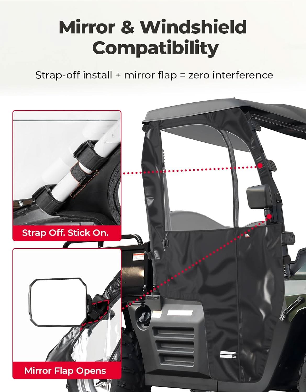 Photo of UTV Soft Cab Enclosure Doors for Hisun 400, Coleman, Massimo by Kemimoto - Premium for UTVs / Side by Sides