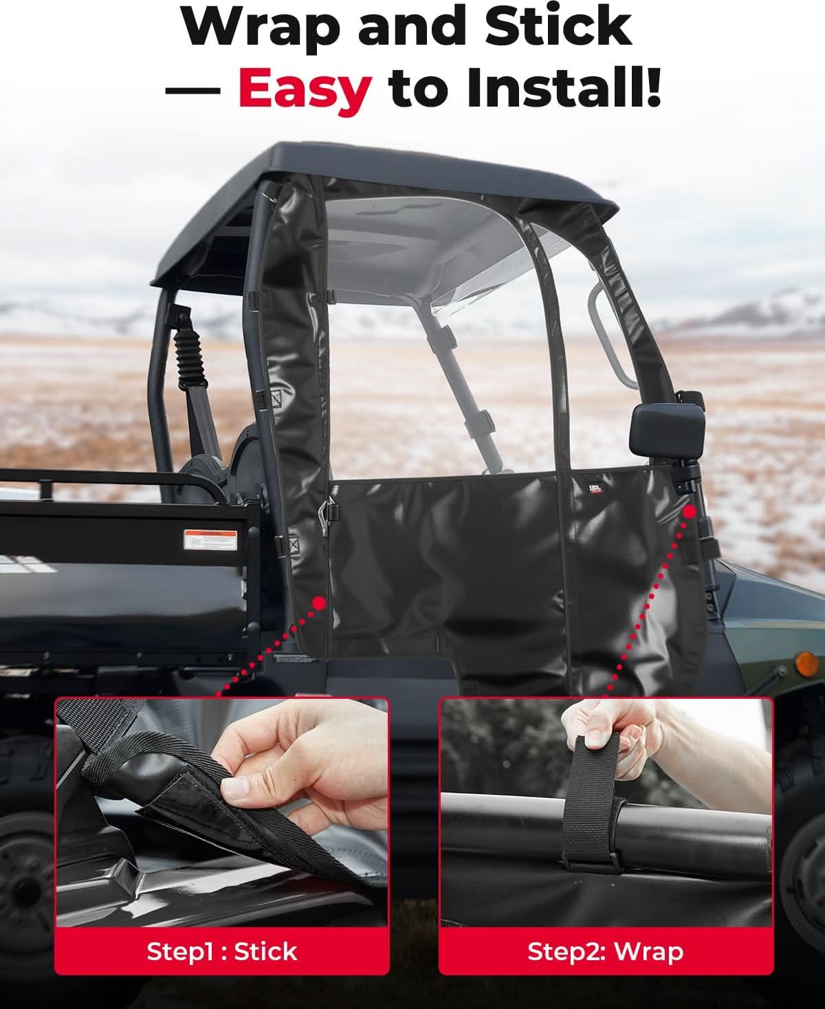 Photo of UTV Soft Cab Enclosure Doors for Hisun 400, Coleman, Massimo by Kemimoto - Premium for UTVs / Side by Sides