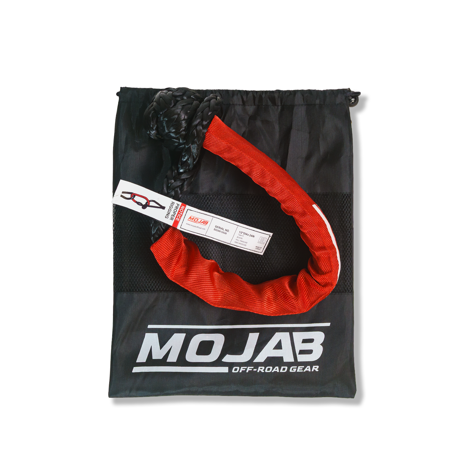 Photo of Soft Shackle 1/2'' x 24” with sleeve and bag (Single Shackle) (Lifetime Warranty) by MOJAB OFFROAD - Premium for UTVs / Side by Sides