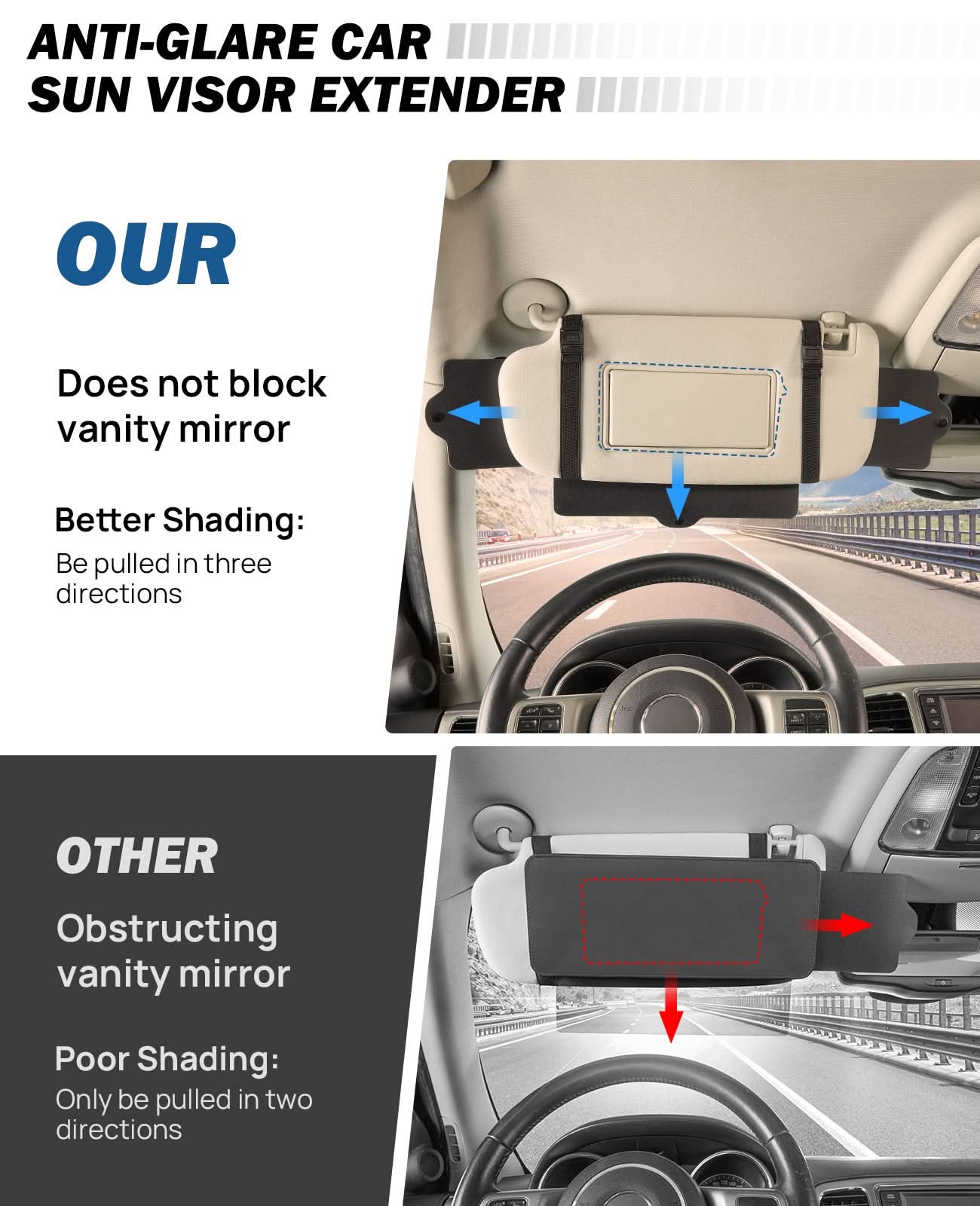 Photo of JOYTUTUS Car Sun Visor Sunshade Extender by Kemimoto - Premium for UTVs / Side by Sides
