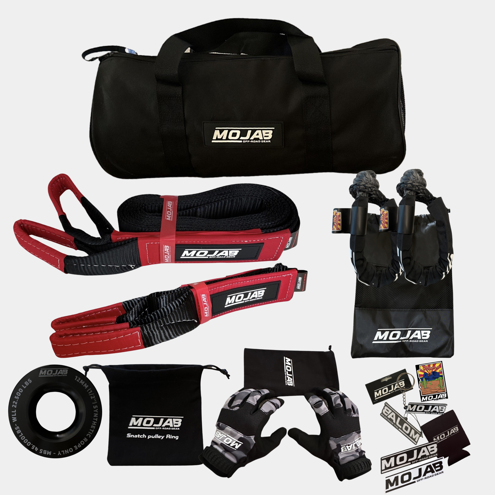 Photo of Essential Recovery Kit (7 items , 3 Storage bag , 2 Velcro Tape) *Lifetime Warranty by MOJAB OFFROAD - Premium Recovery Kit for UTVs / Side by Sides