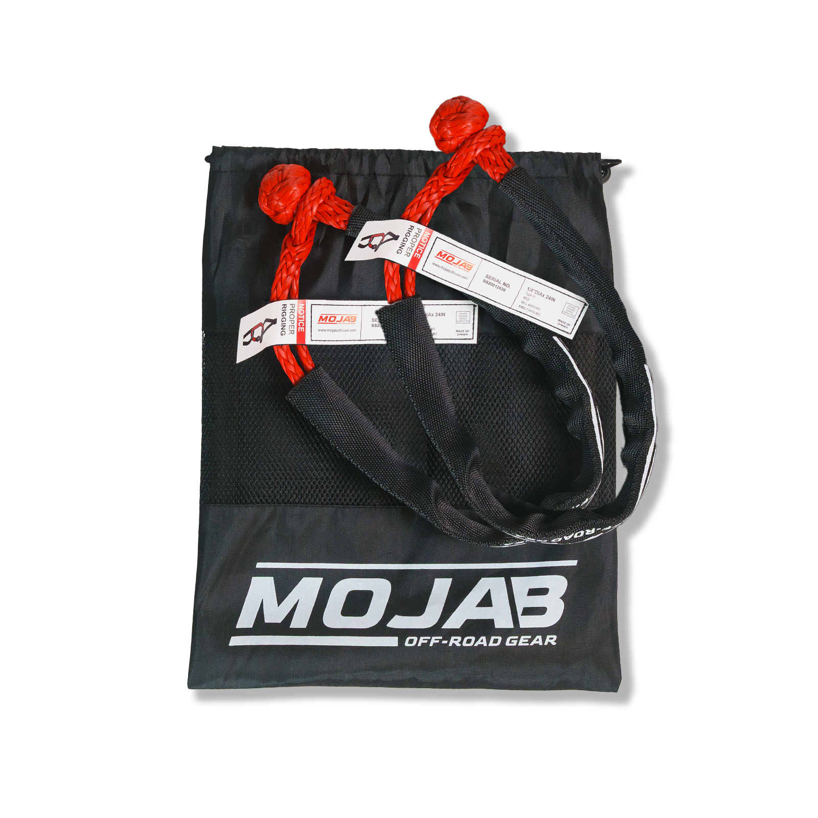 Photo of Soft Shackle 1/4'' x 24'' with sleeve and bag (Set of 2 Shackles) (Lifetime Warranty) by MOJAB OFFROAD - Premium for UTVs / Side by Sides