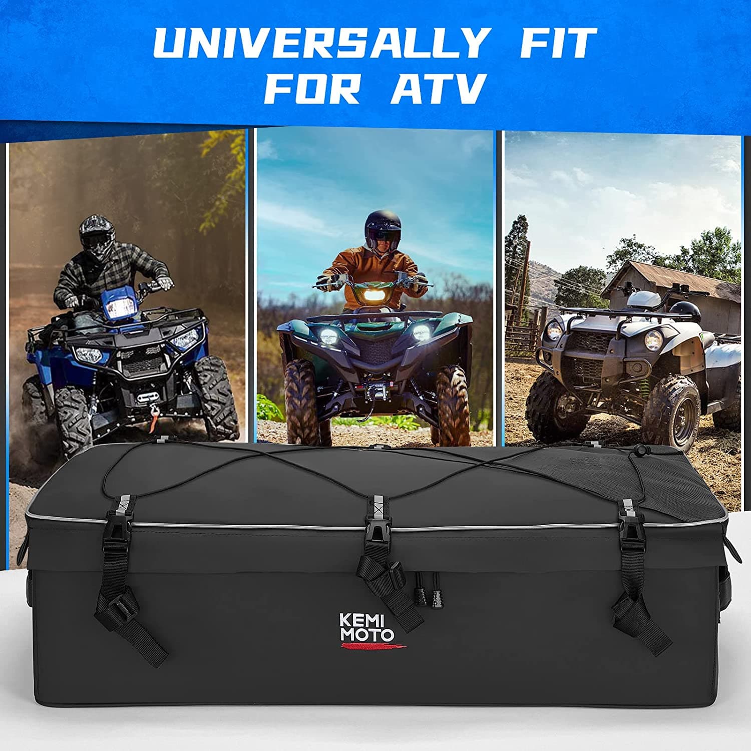 Photo of Universal ATV Gear Bag for Front/Rear Rack by Kemimoto - Premium for UTVs / Side by Sides