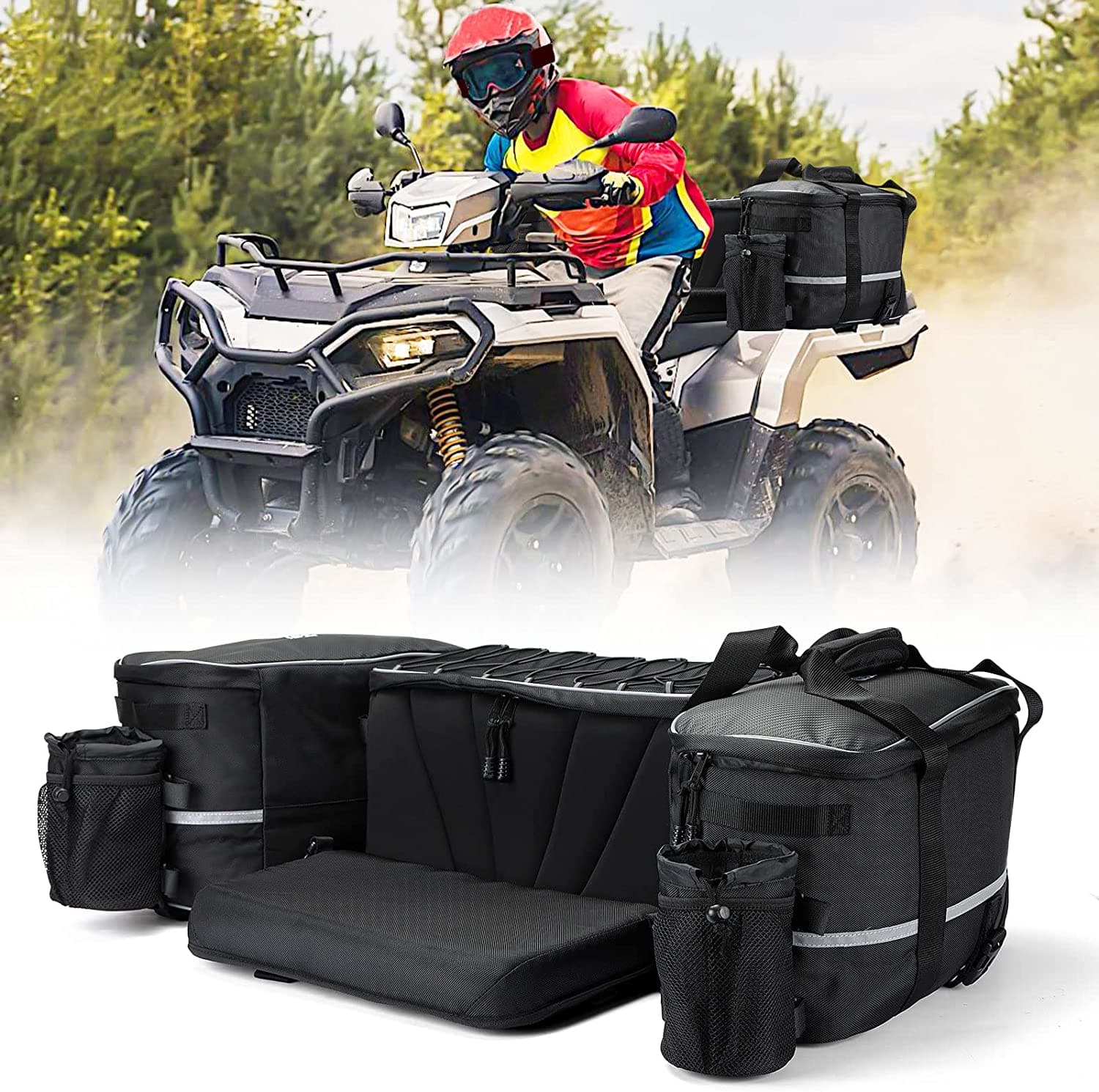 Photo of ATV 59L Rear Cargo Bag for Polaris Sportsman Rancher Fourtrax Outlander by Kemimoto - Premium for UTVs / Side by Sides