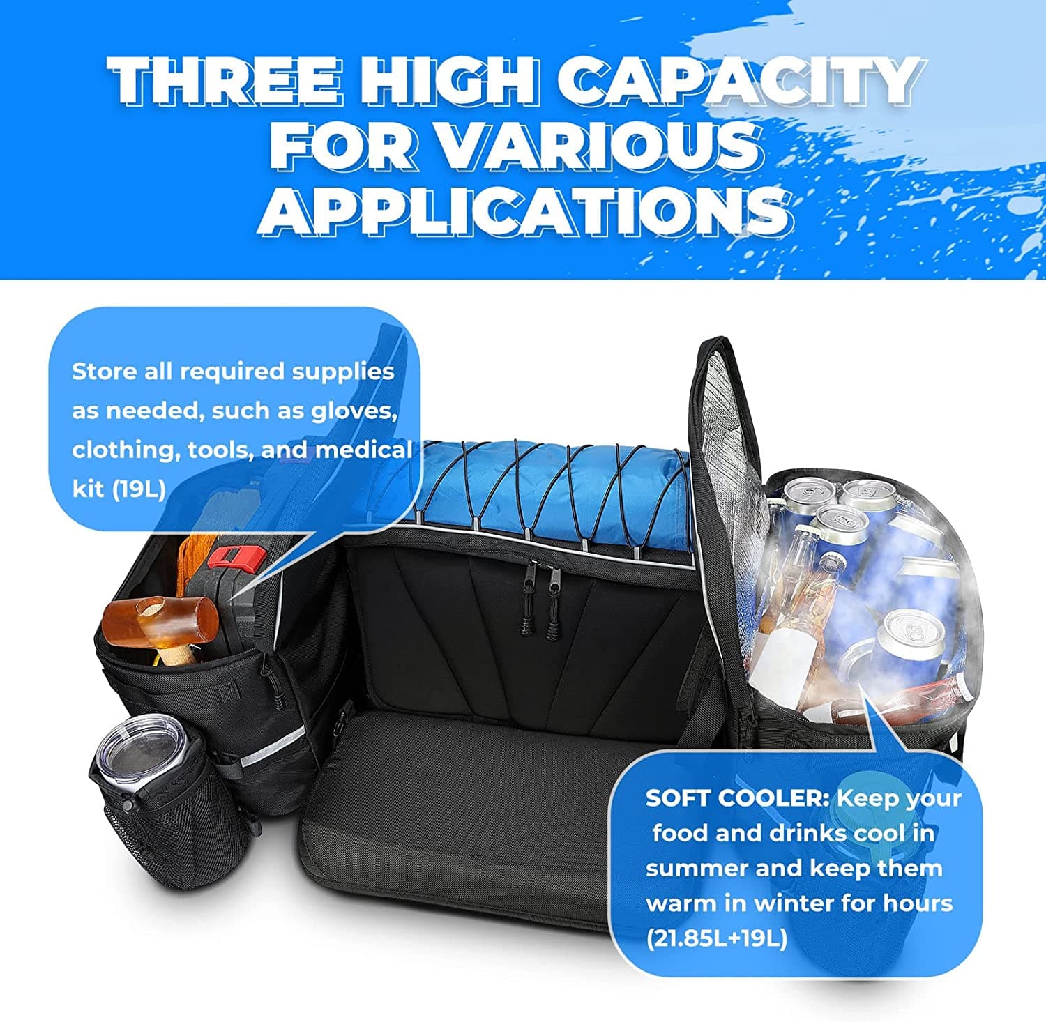 Photo of ATV 59L Rear Cargo Bag for Polaris Sportsman Rancher Fourtrax Outlander by Kemimoto - Premium for UTVs / Side by Sides