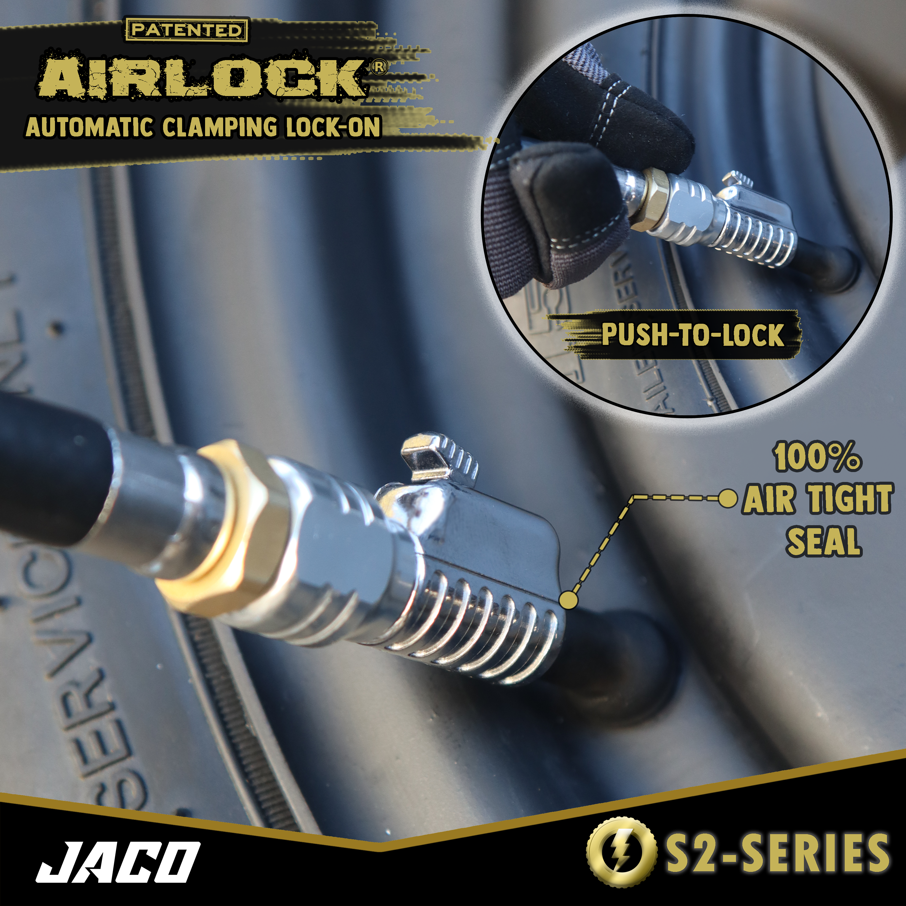 Photo of Lightning™ S2-Series Tire Air Chuck - 1/4" F-NPT by JACO - Premium Air Chuck for UTVs / Side by Sides