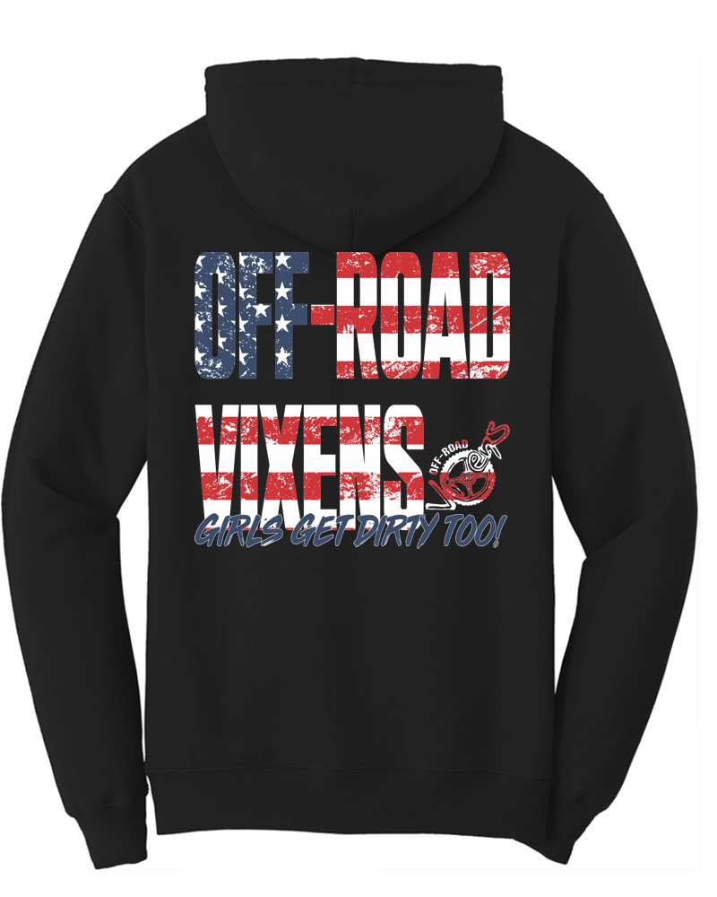 Photo of America Unisex Pullover Hoodie by OFF-ROAD VIXENS CLOTHING CO. - Premium Apparel & Accessories for UTVs / Side by Sides