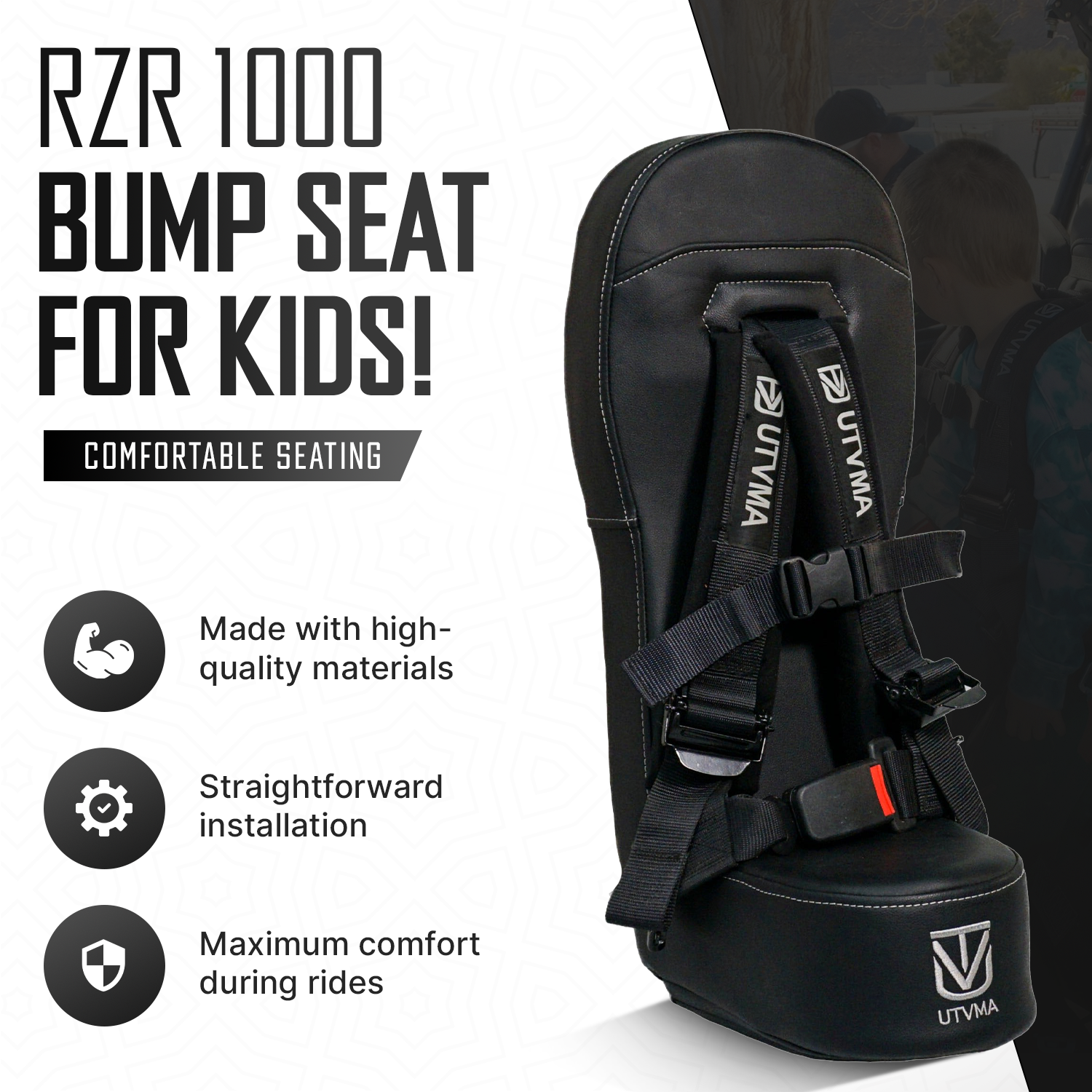 Photo of RZR 1000 Bump Seat (XP, Turbo, Turbo S, Dynamix, Trail, High Lifter) 2014-2023 by UTV Mountain Accessories - Premium Bump Seat for UTVs / Side by Sides