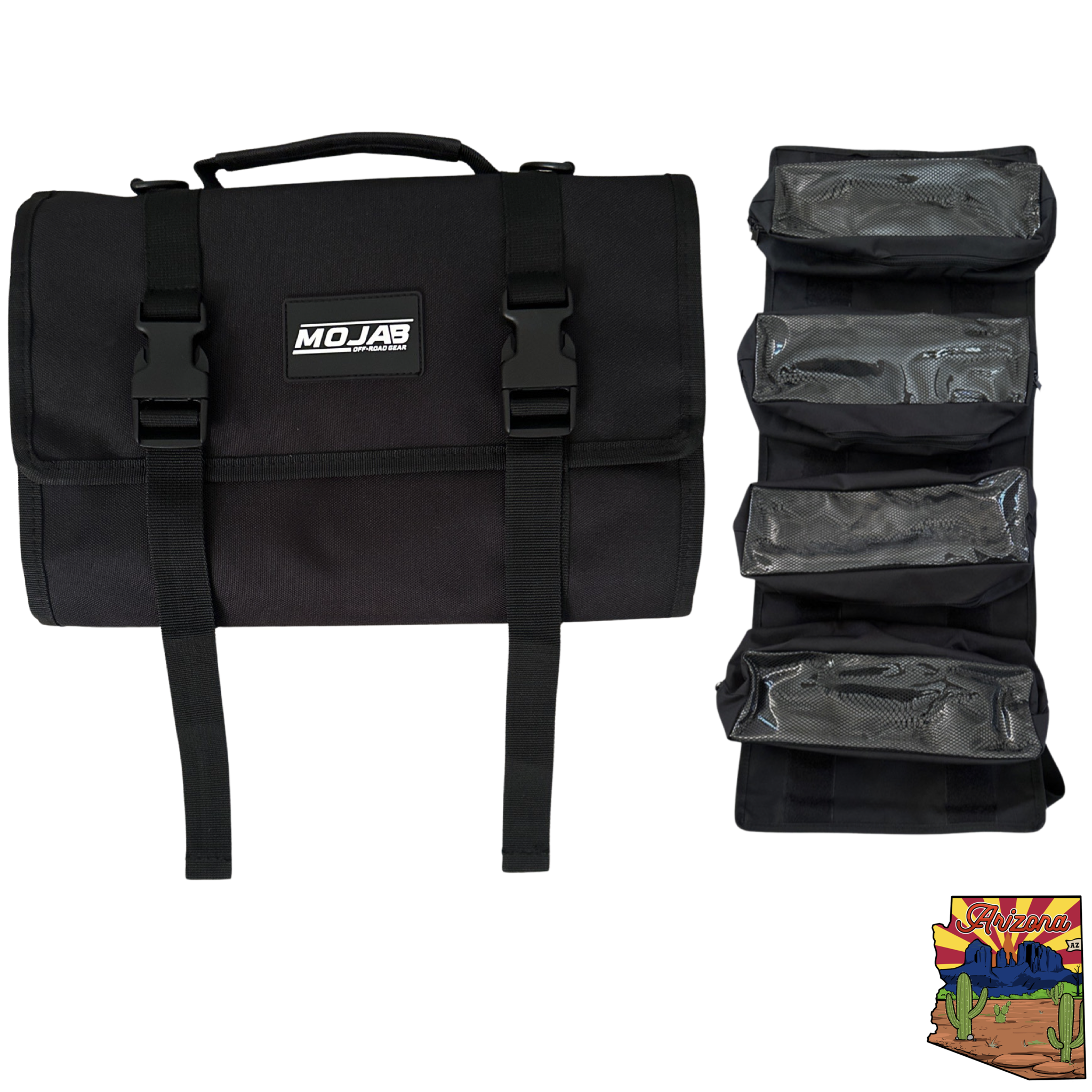 Photo of Medium Canvas Tool organizer bag with removeable pouches by MOJAB OFFROAD - Premium Trail bags for UTVs / Side by Sides