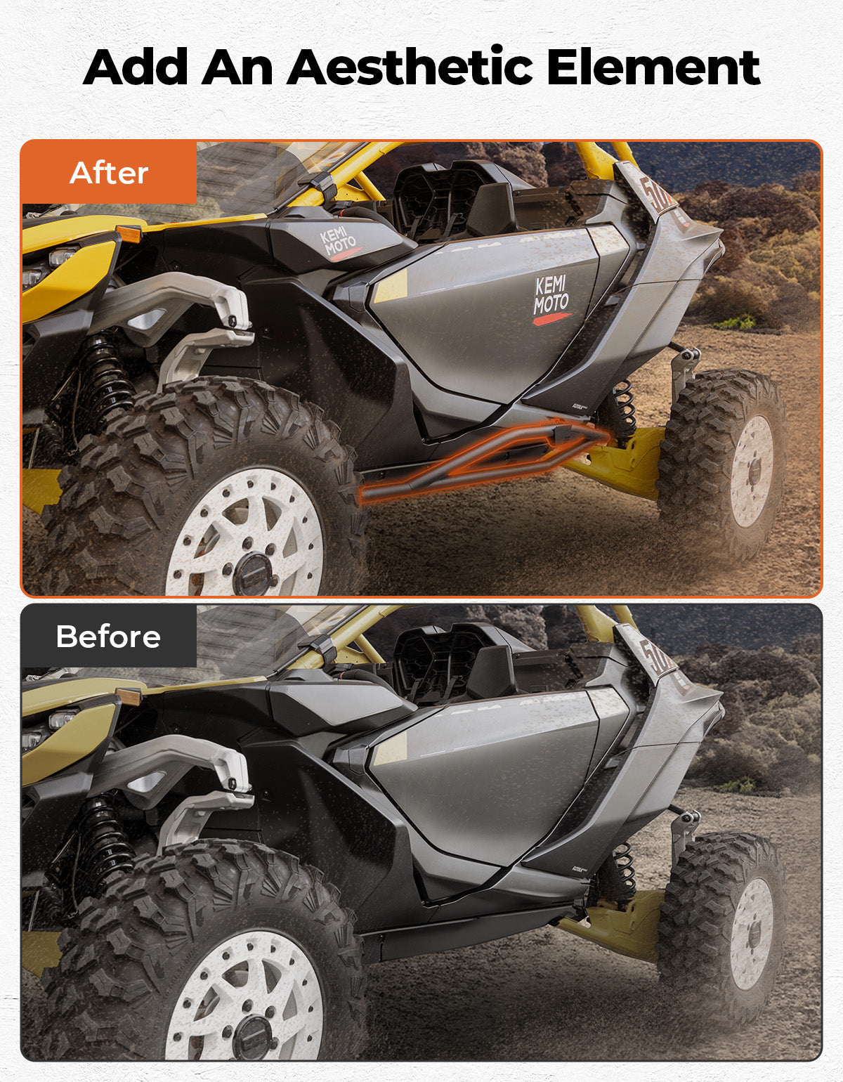Photo of Nerf Bars Rock Sliders for Can-Am Maverick R 2024+ by Kemimoto - Premium for UTVs / Side by Sides