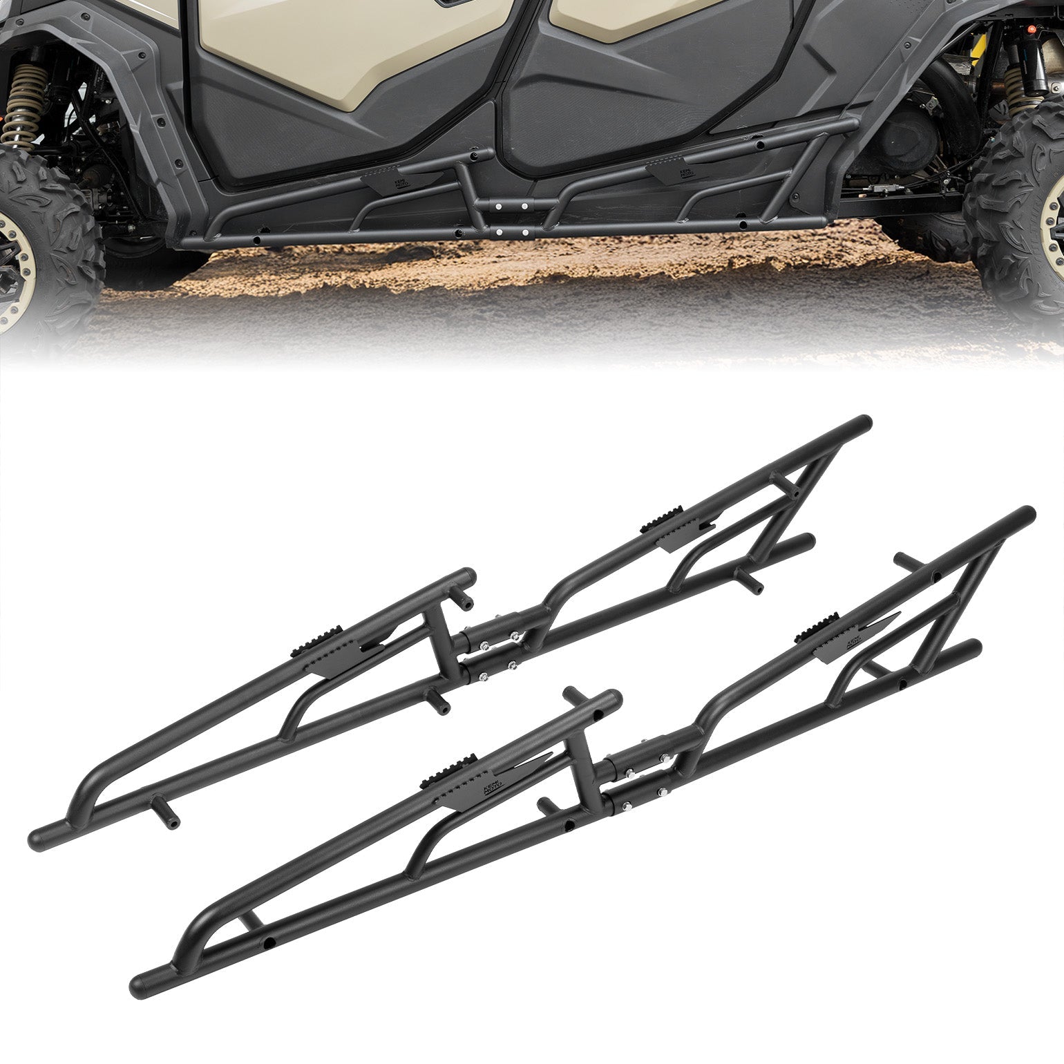 Photo of Nerf Bars Rock Sliders with Step Function for CFMOTO ZForce 950 Sport-4 by Kemimoto - Premium for UTVs / Side by Sides