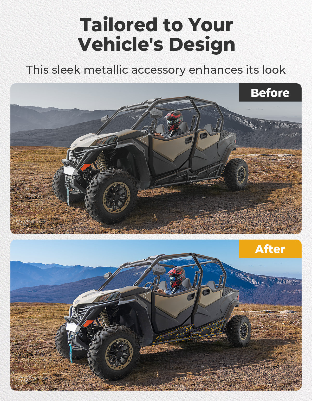 Photo of Nerf Bars Rock Sliders with Step Function for CFMOTO ZForce 950 Sport-4 by Kemimoto - Premium for UTVs / Side by Sides