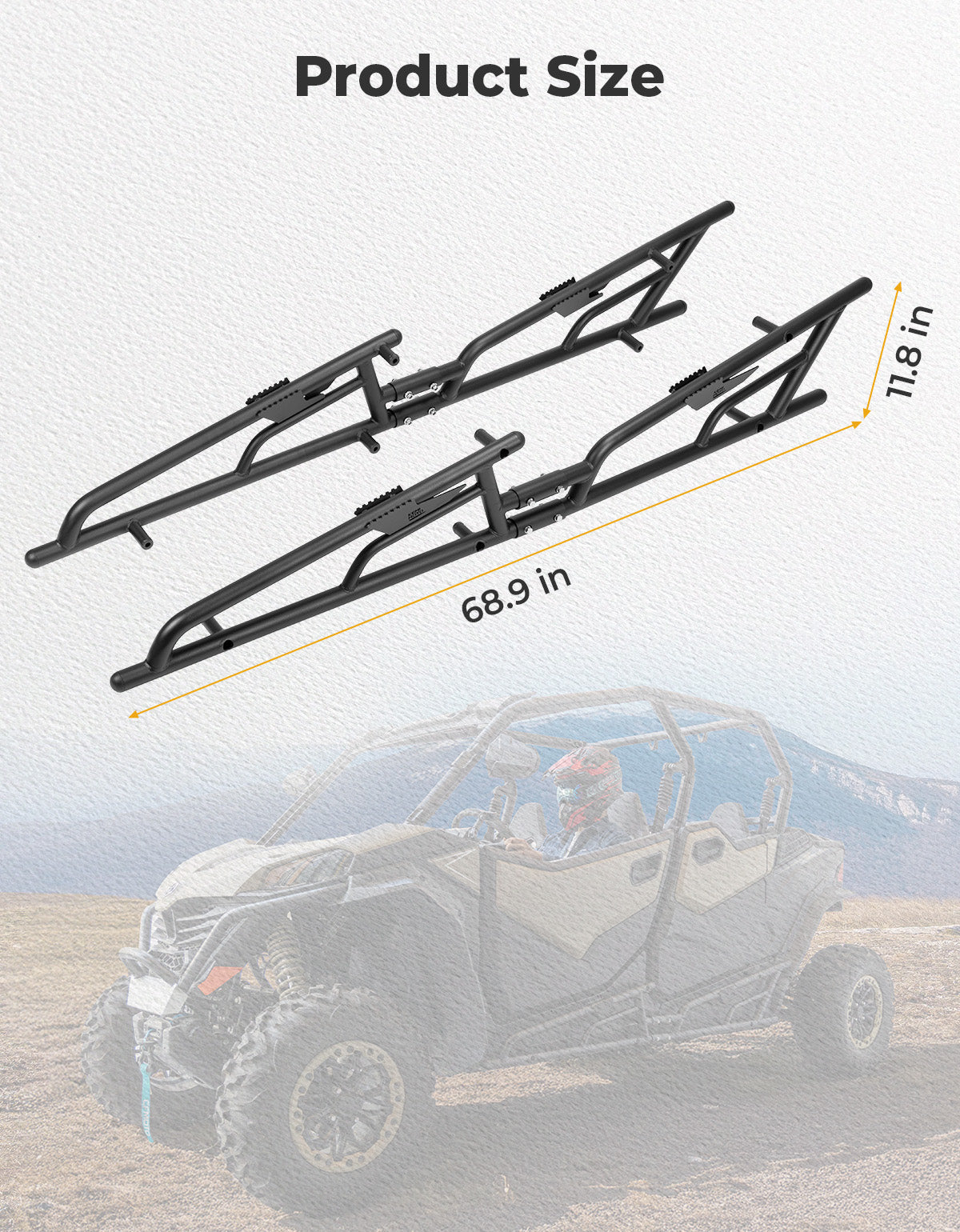 Photo of Nerf Bars Rock Sliders with Step Function for CFMOTO ZForce 950 Sport-4 by Kemimoto - Premium for UTVs / Side by Sides