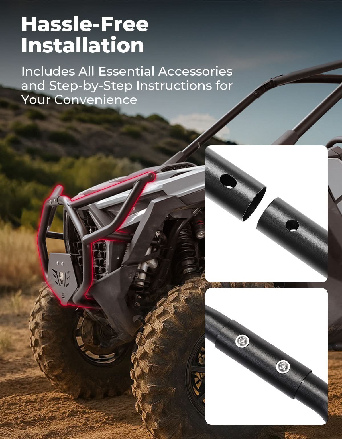 Photo of Front Bumper for 2025 PolarisRZR PRO XP, Direct Replacement for #2890388-458 by Kemimoto - Premium for UTVs / Side by Sides