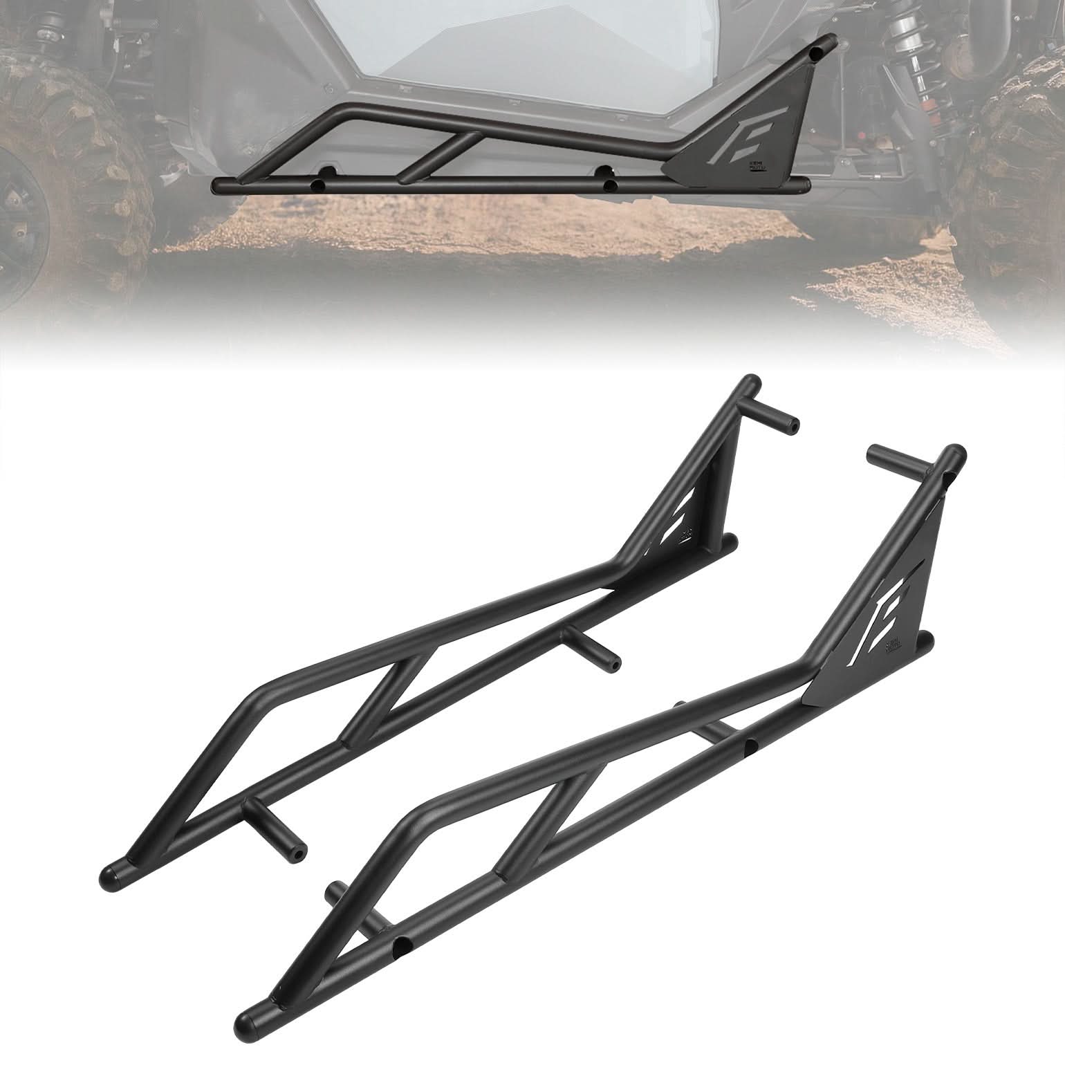 Photo of UTV Nerf Bars Rock Sliders with Step Function for Polaris RZR 2020-2025 by Kemimoto - Premium for UTVs / Side by Sides