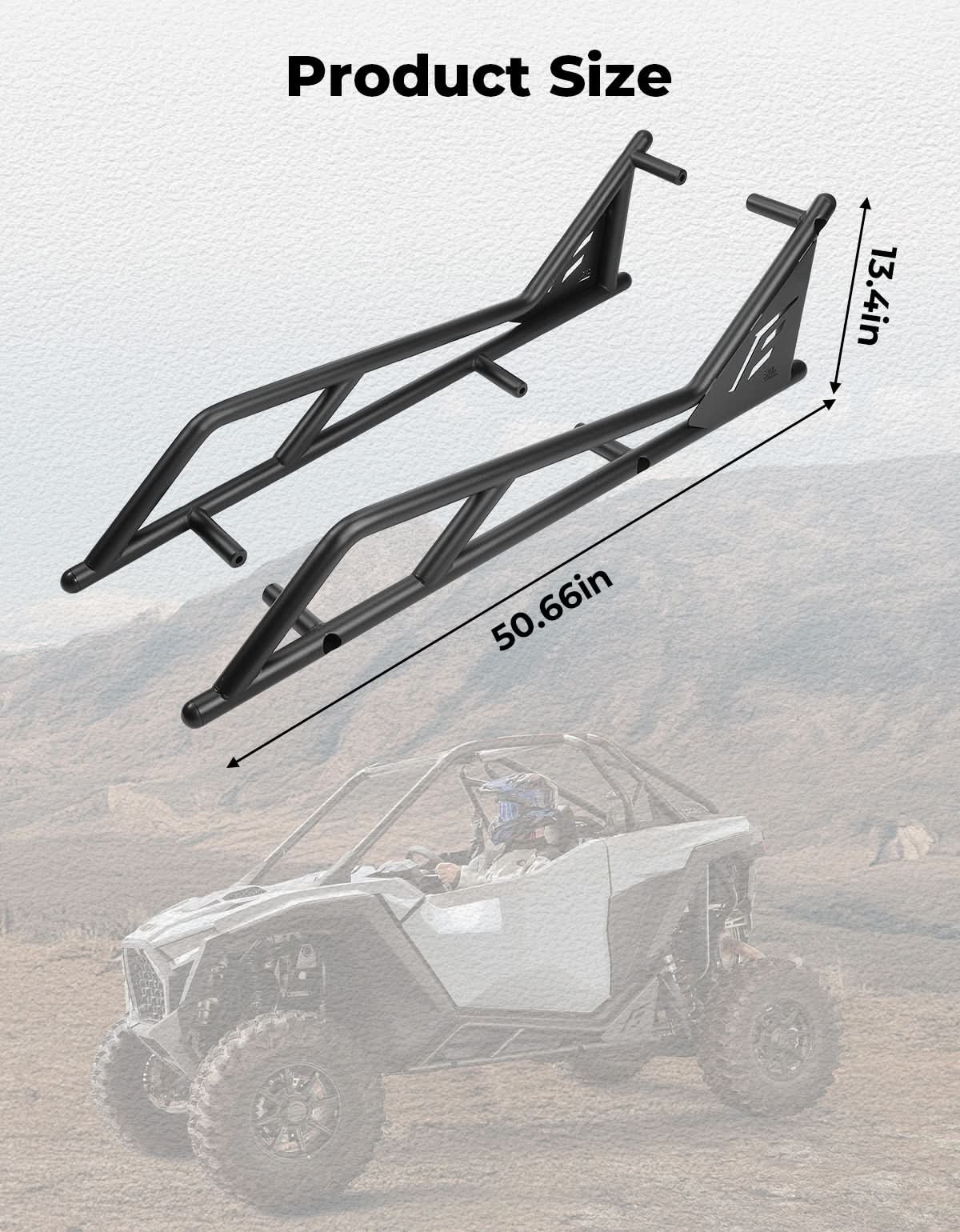 Photo of UTV Nerf Bars Rock Sliders with Step Function for Polaris RZR 2020-2025 by Kemimoto - Premium for UTVs / Side by Sides