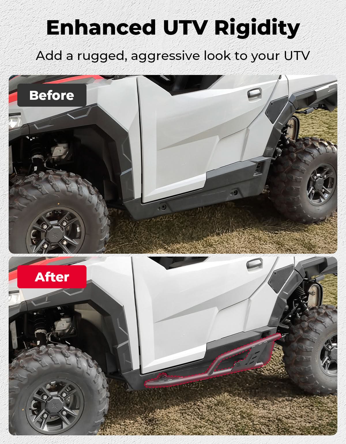Photo of UTV Rock Sliders Nerf Bar for Polaris General 1000/ General XP 1000, 2016-2025 by Kemimoto - Premium for UTVs / Side by Sides