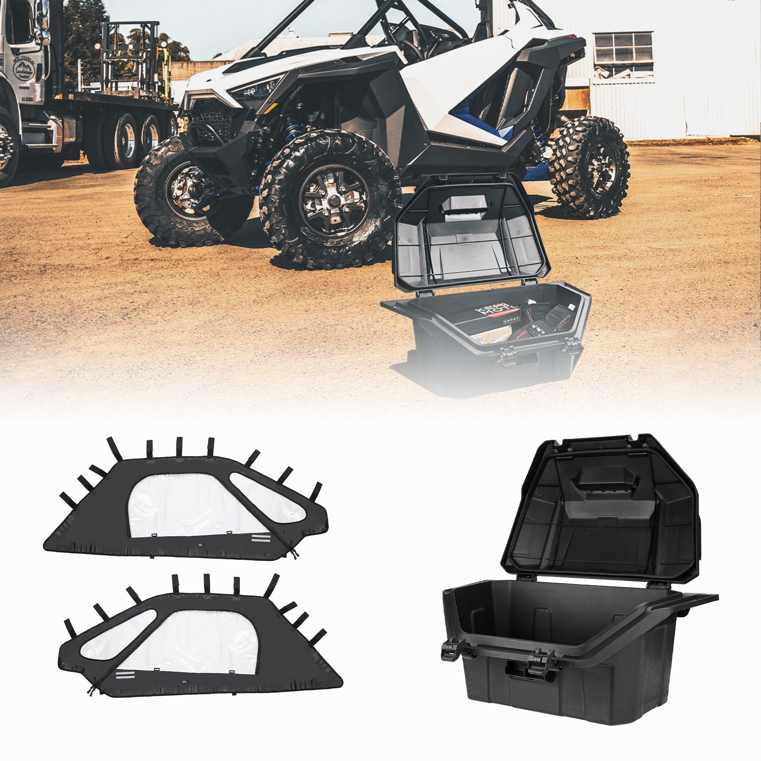 Photo of Soft Upper Doors & Rear Cargo Storage Box for RZR Pro XP/ Turbo R by Kemimoto - Premium for UTVs / Side by Sides