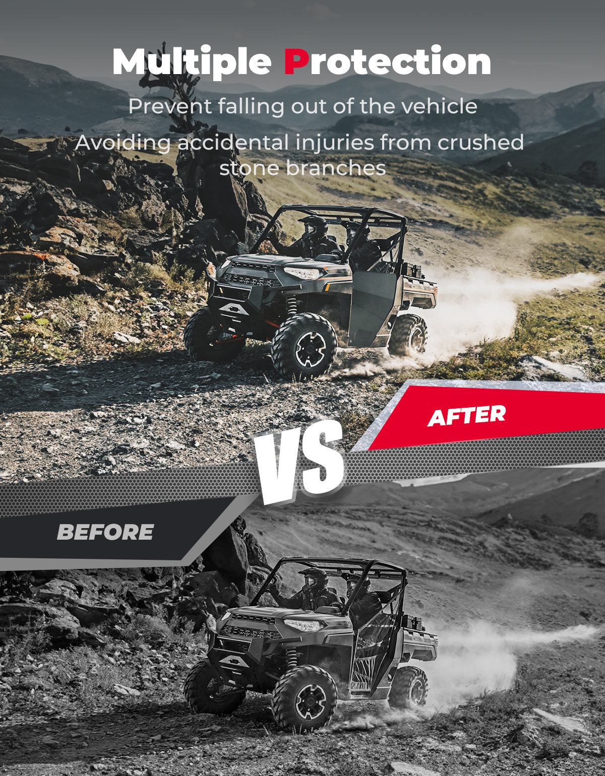 Photo of UTV Aluminum Half Door for Polaris Ranger XP 1000 2018-2025 by Kemimoto - Premium for UTVs / Side by Sides