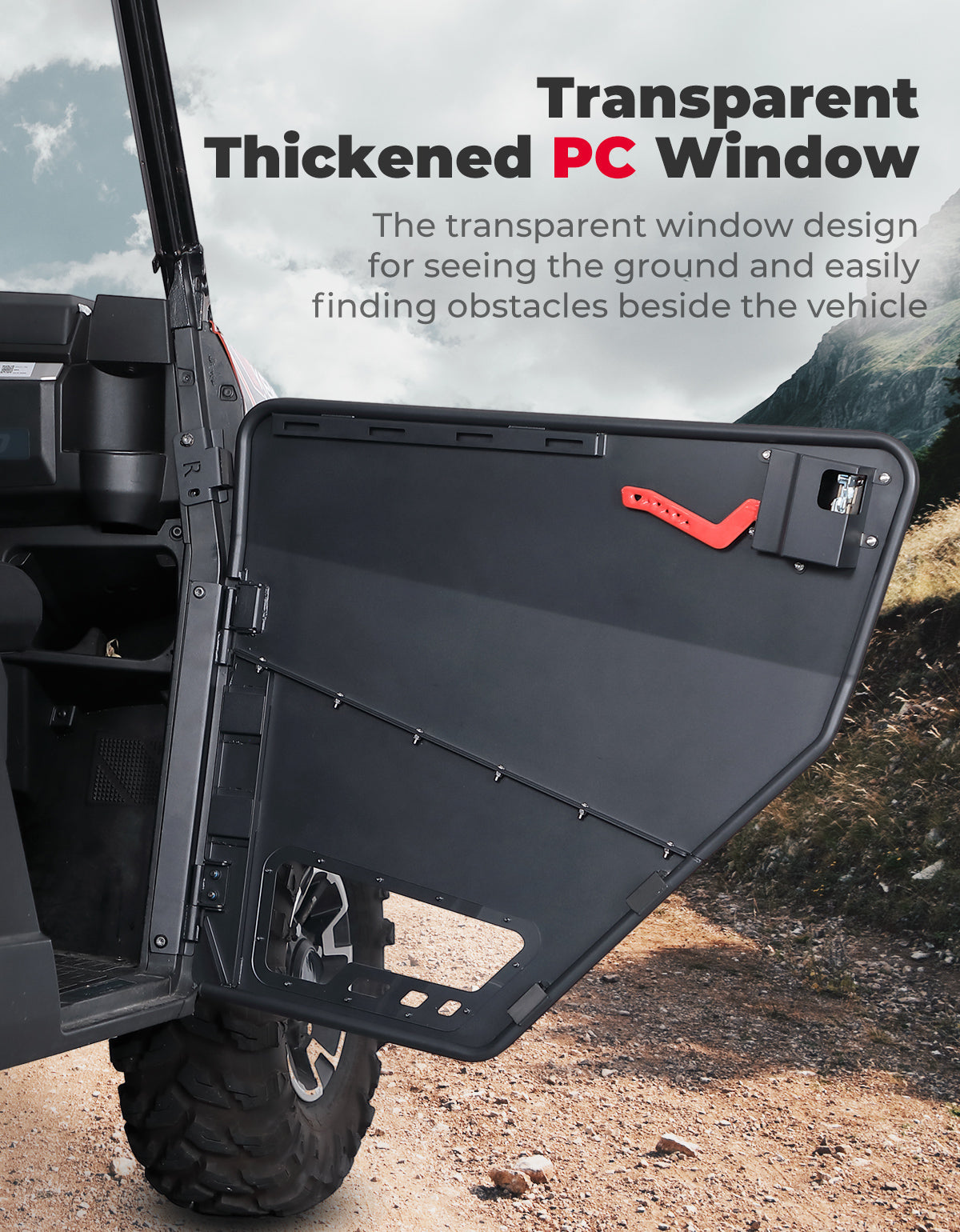 Photo of UTV Aluminum Half Door for Polaris Ranger XP 1000 2018-2025 by Kemimoto - Premium for UTVs / Side by Sides
