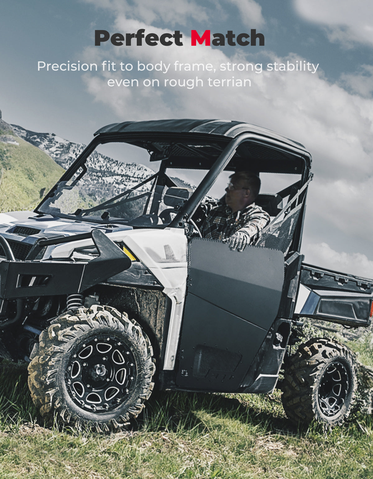 Photo of UTV Aluminum Half Door for Polaris Ranger XP 1000 2018-2025 by Kemimoto - Premium for UTVs / Side by Sides